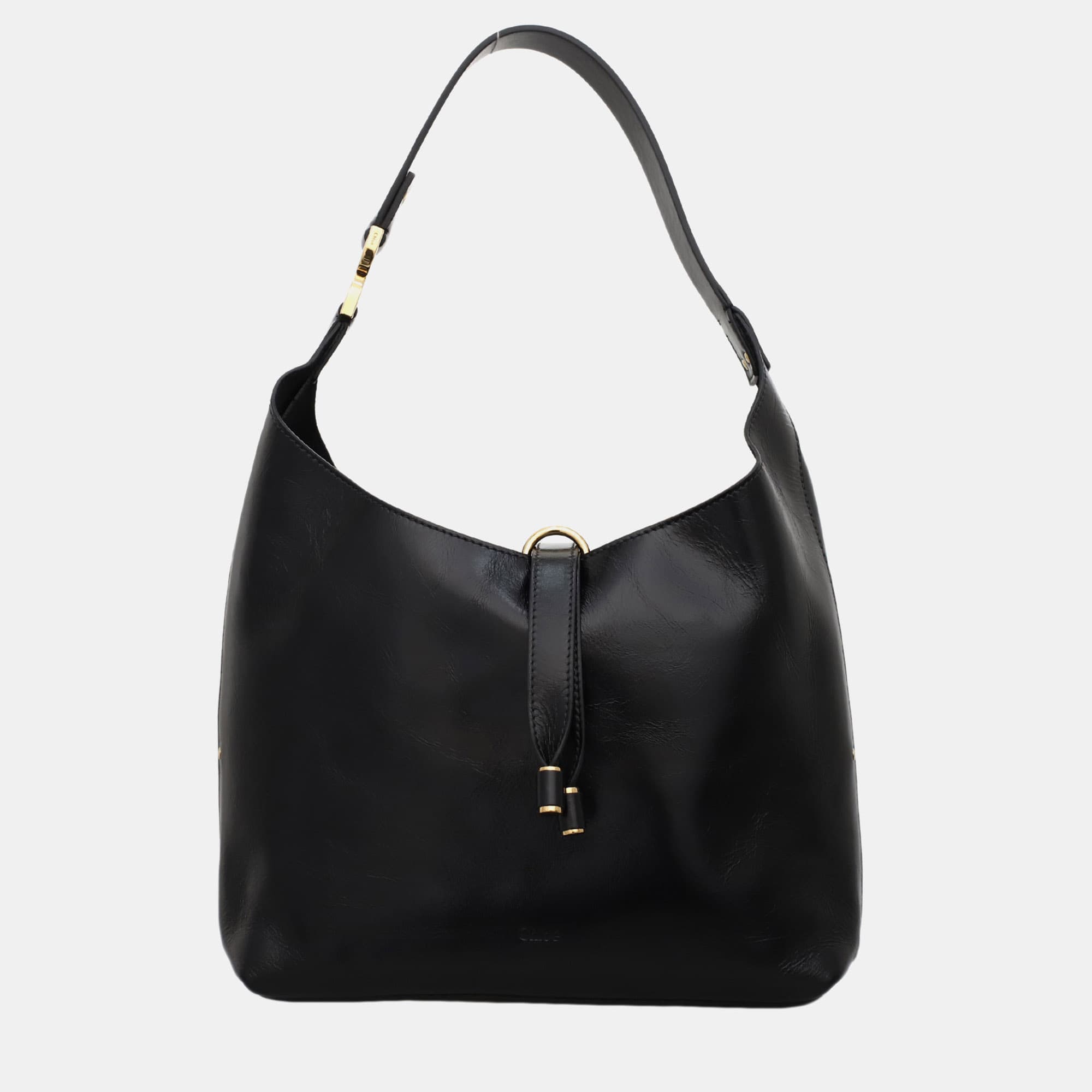 Chloe Marcie Small Black Calf Leather Hobo Bag