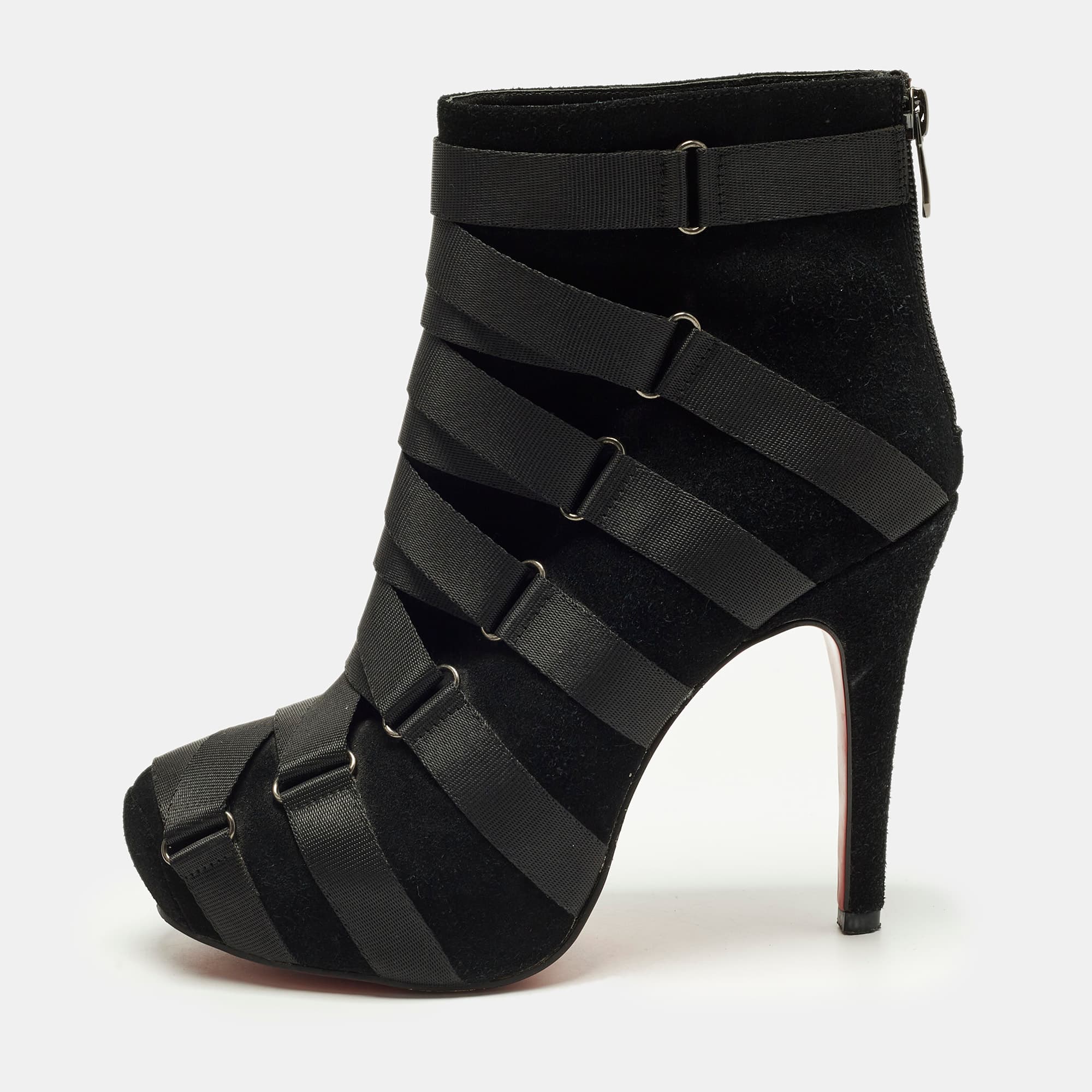 Christian Louboutin Nitonimoi Size 40 Black Suede Ankle Length Boots