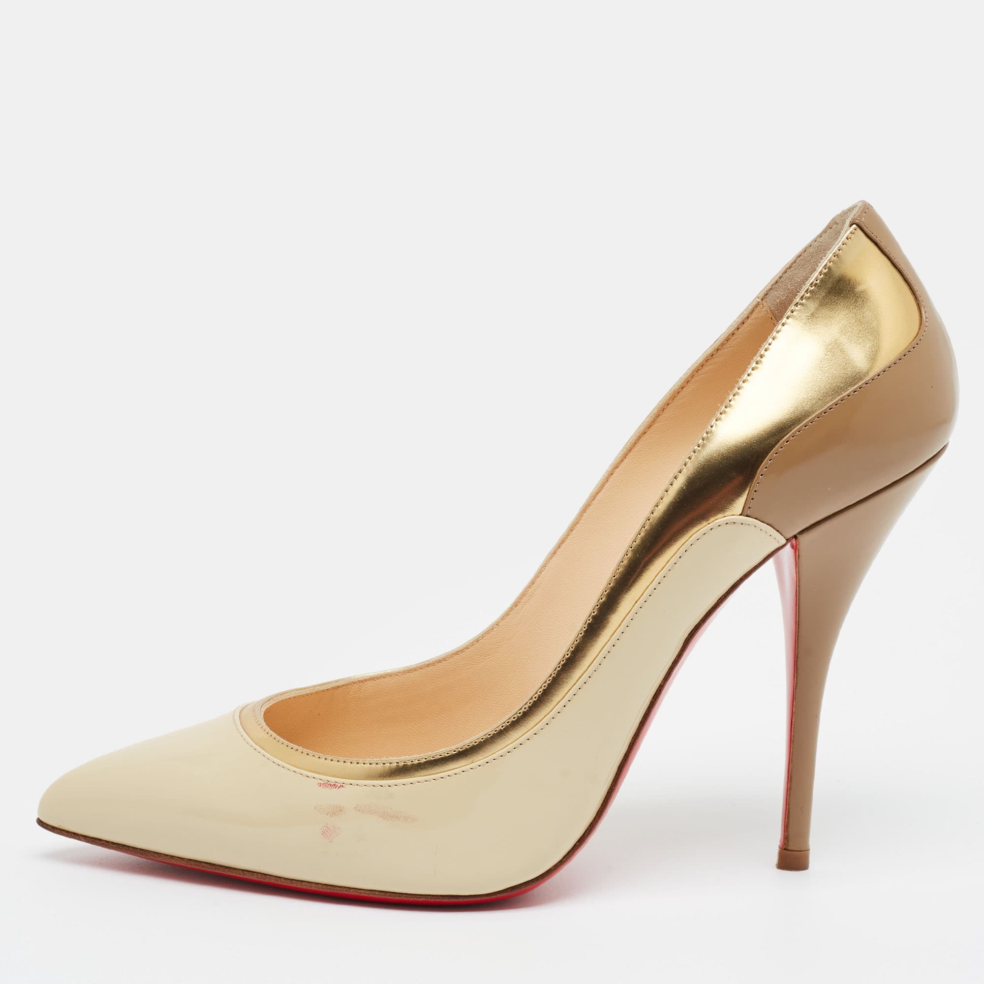 Christian Louboutin Tucsick Size 39 Multicolor Leather and Patent Leather Pumps