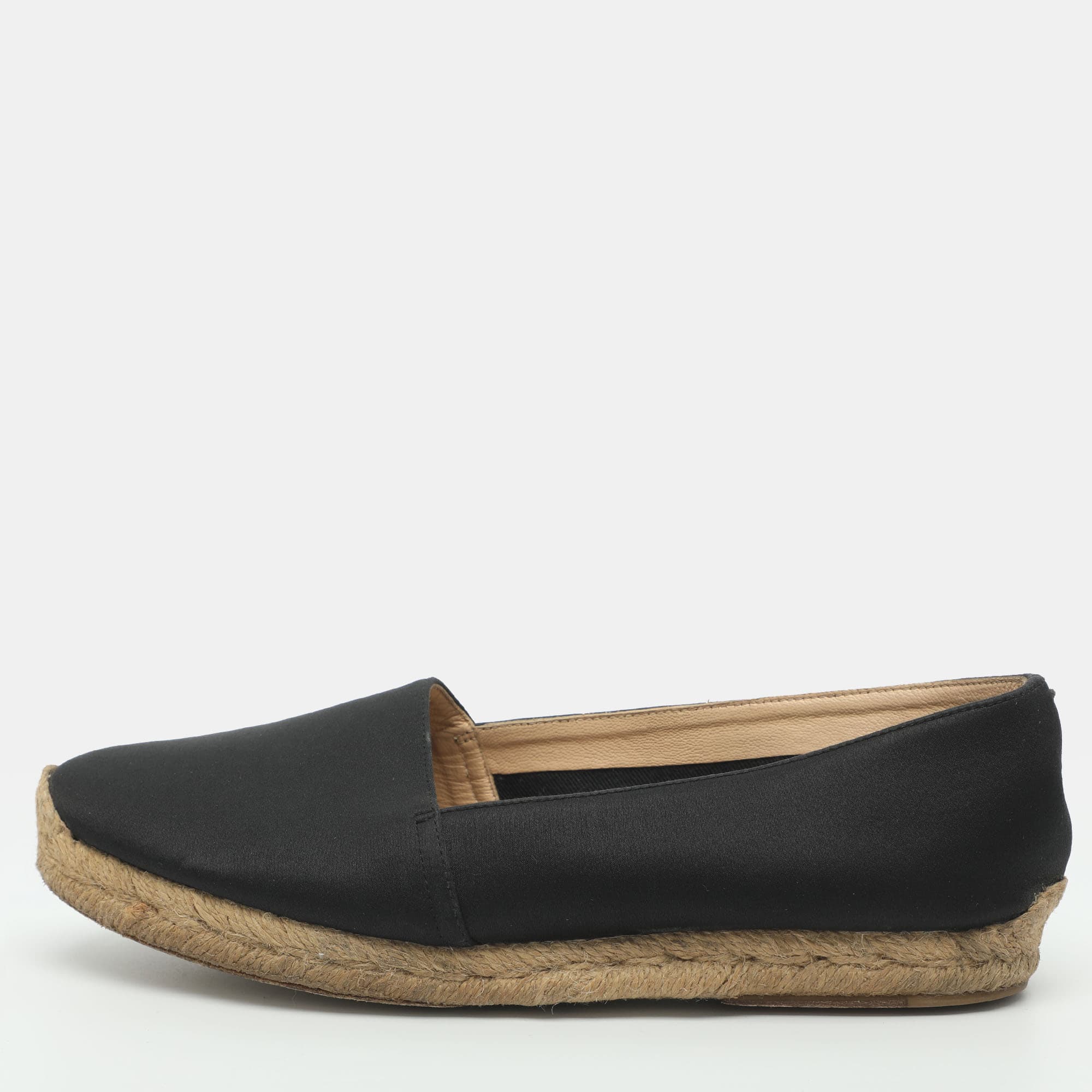 Christian Louboutin Espachica 20 Size 36.5 Black Satin Espadrille Flats