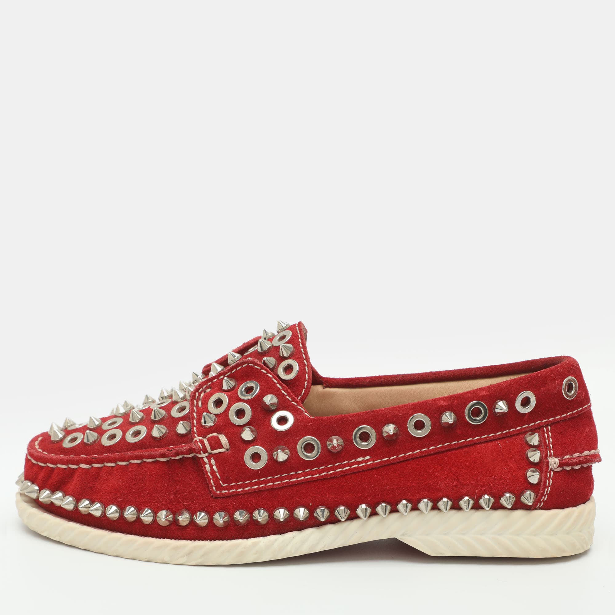 Christian Louboutin Yacht Size 36 Red Suede Loafers