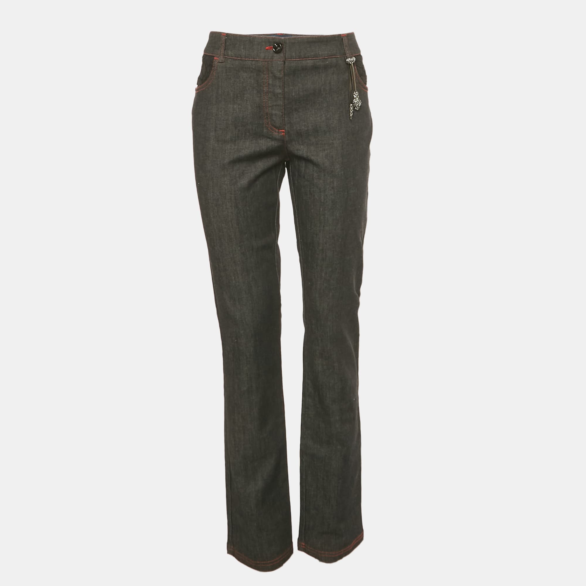 Class by Roberto Cavalli Grey Denim Serpente Detail Jeans L/Waist 33"