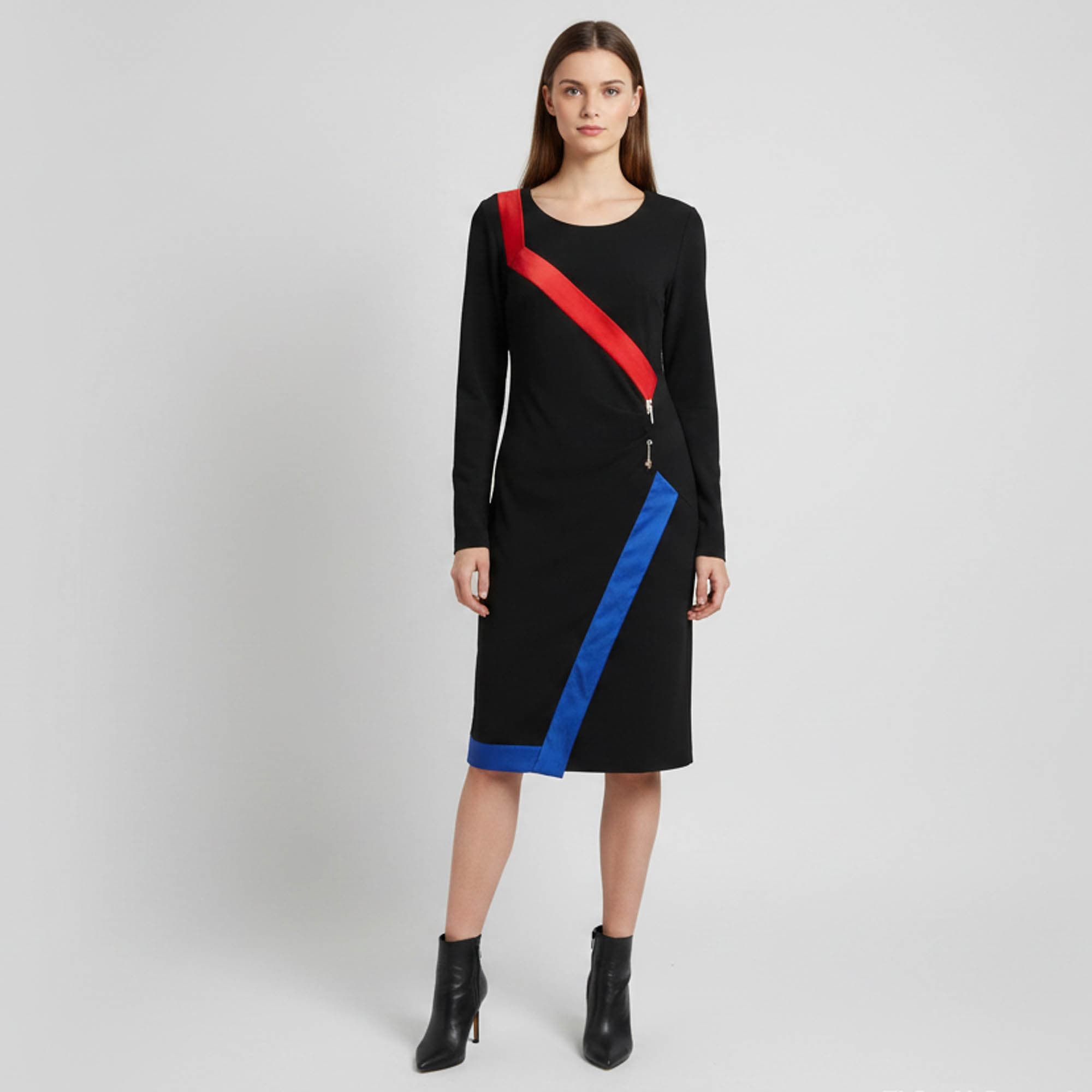 Class by Roberto Cavalli Black Crepe Long Sleeve Knee Length Dress M