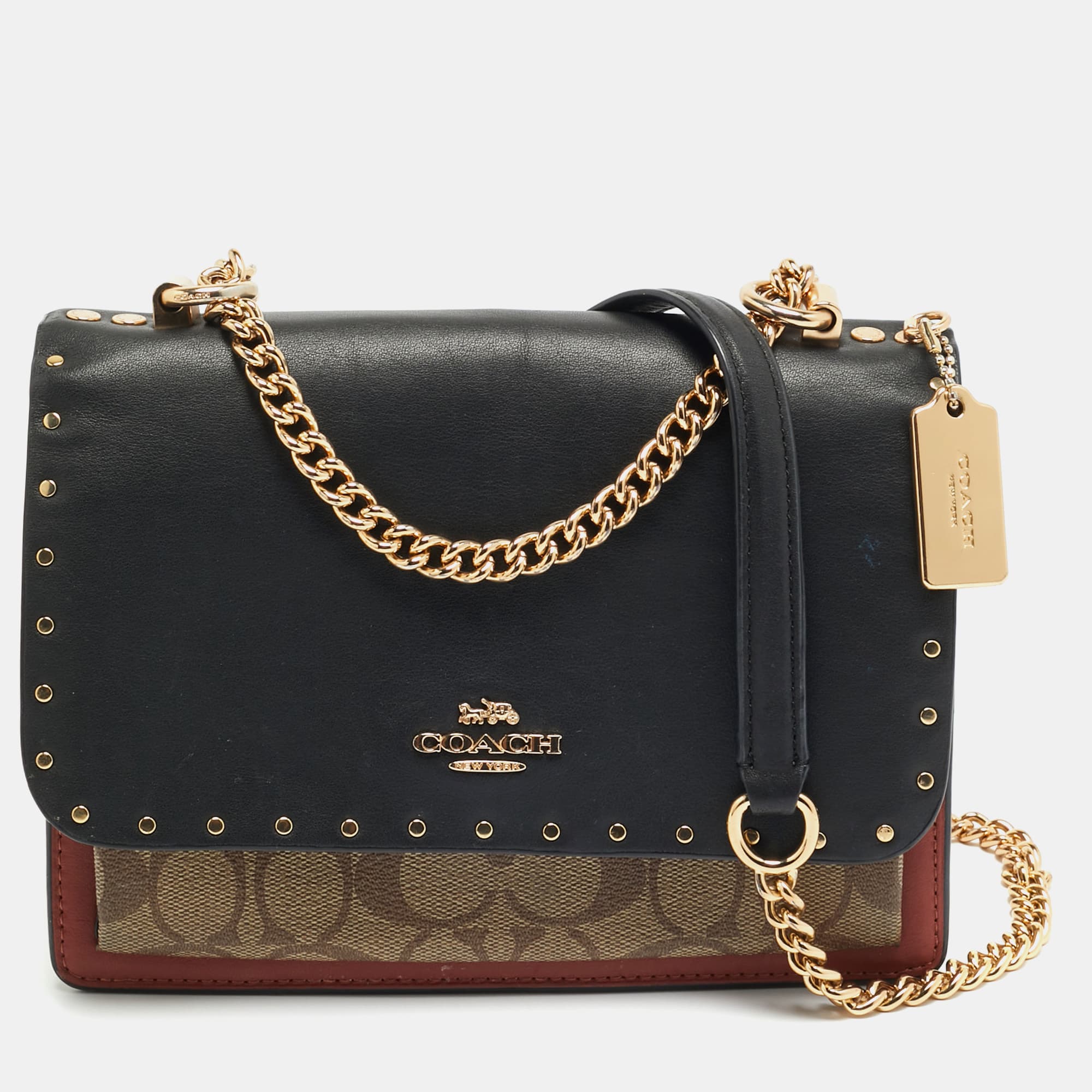 Coach Klare Multicolor Signature Coated Canvas, Python Embossed and Leather Crossbody Bag
