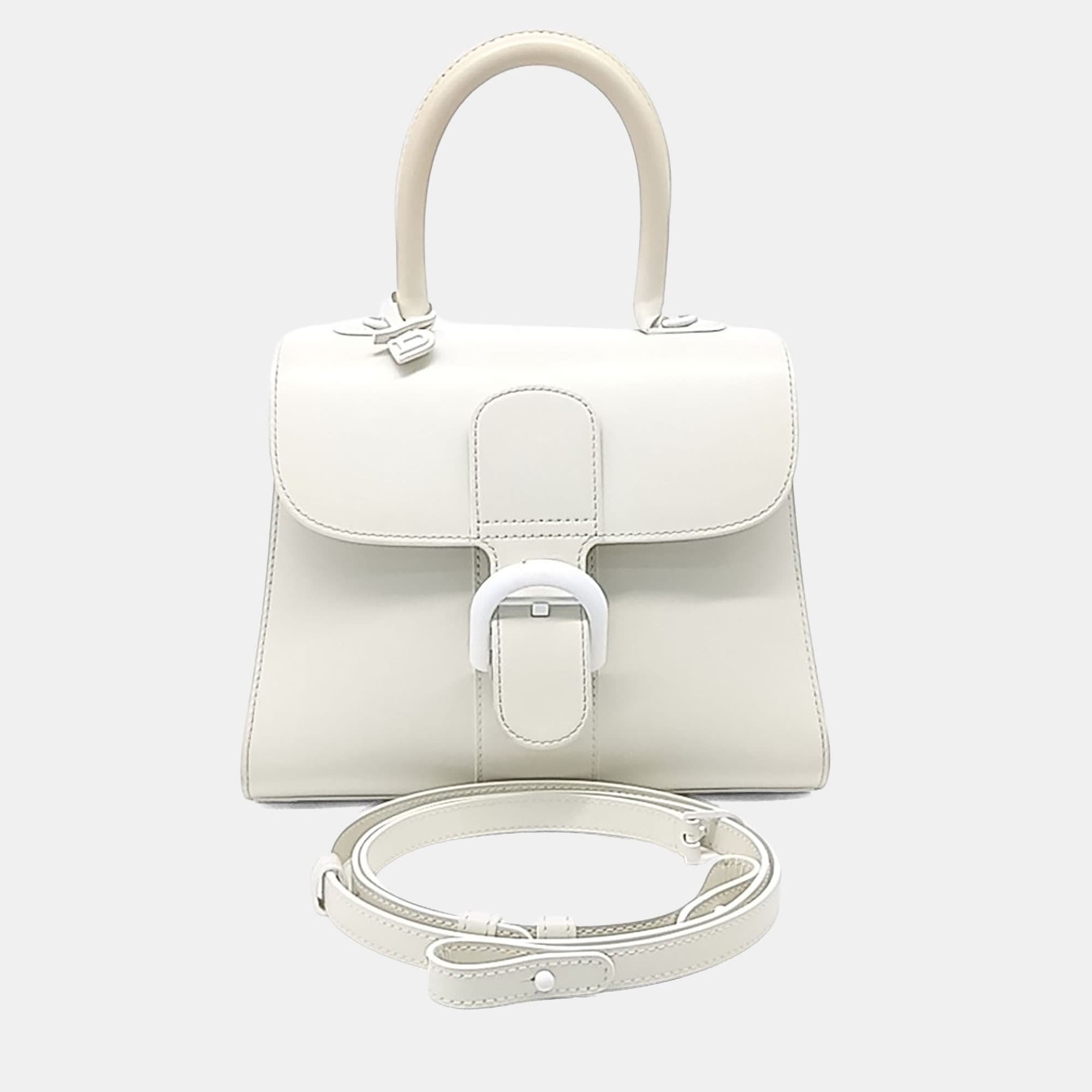 Delvaux Brillant PM White Leather Top Handle Bag