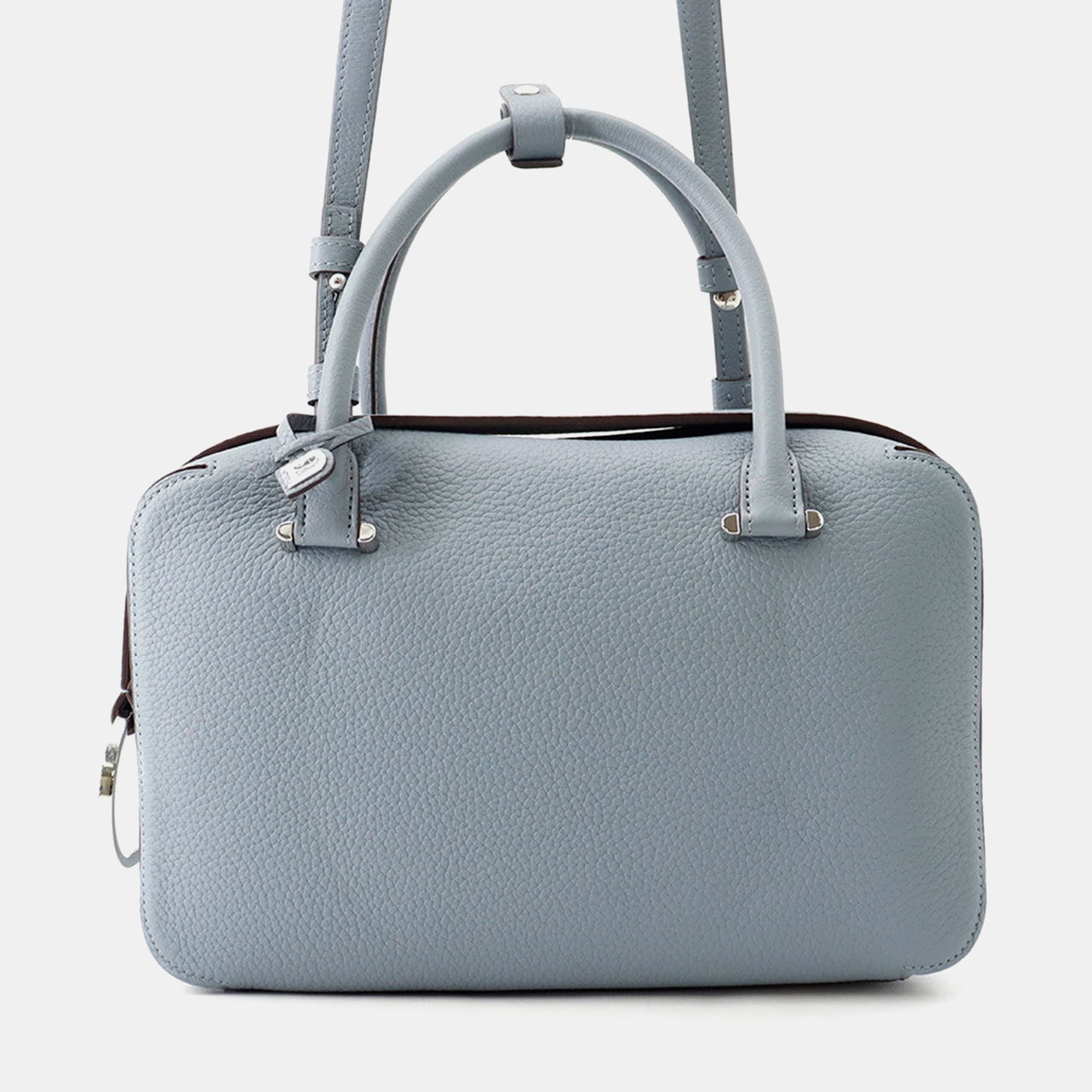Delvaux Cool Box MM Pacifica Taurillon Soft Leather Top Handle Bag