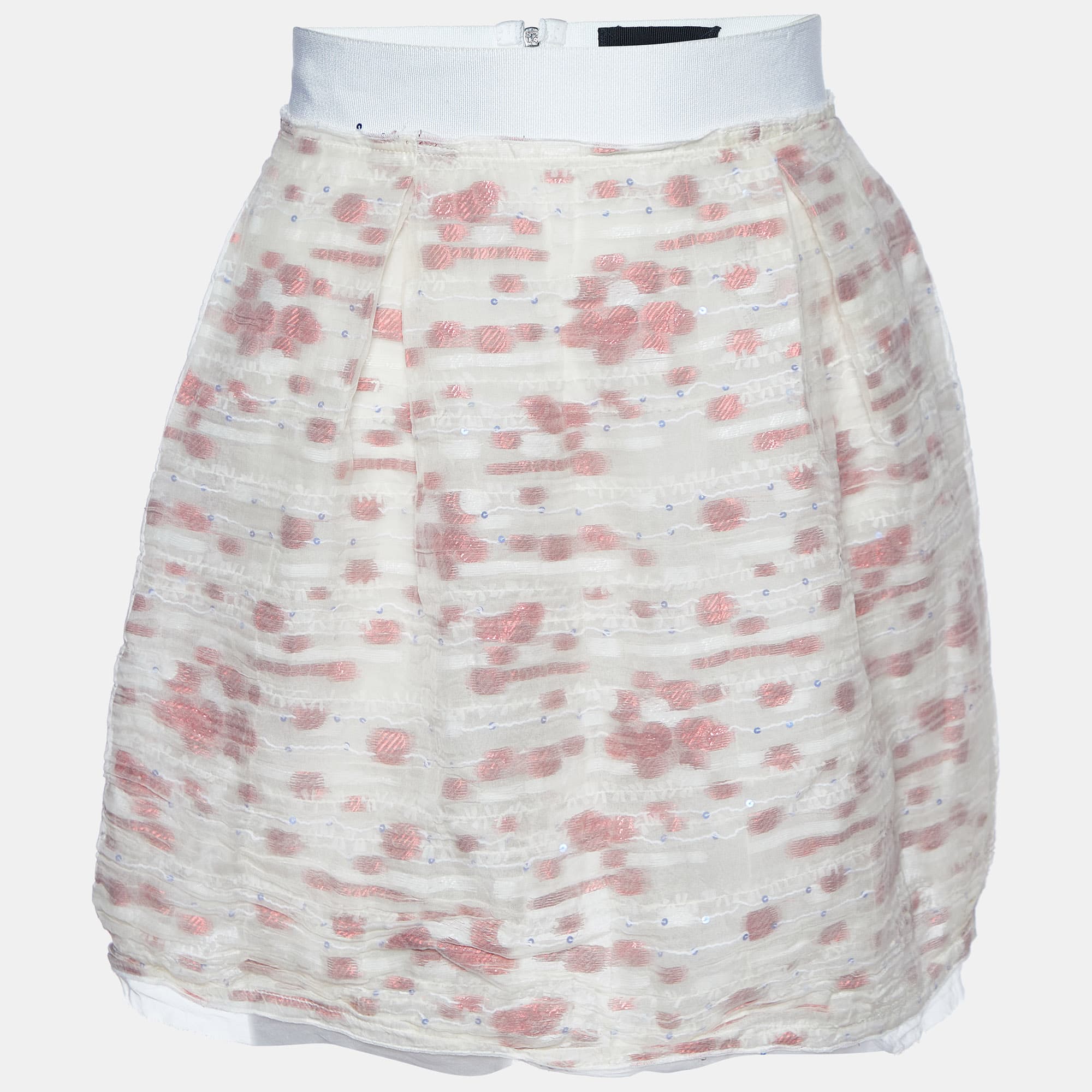 D&G White Fil Coupe Silk Mini Skirt XS