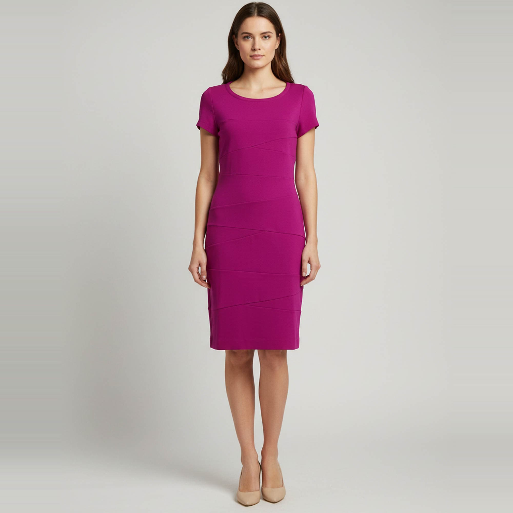 Diane Von Furstenberg Pink Paneled Jersey Sheath Dress L