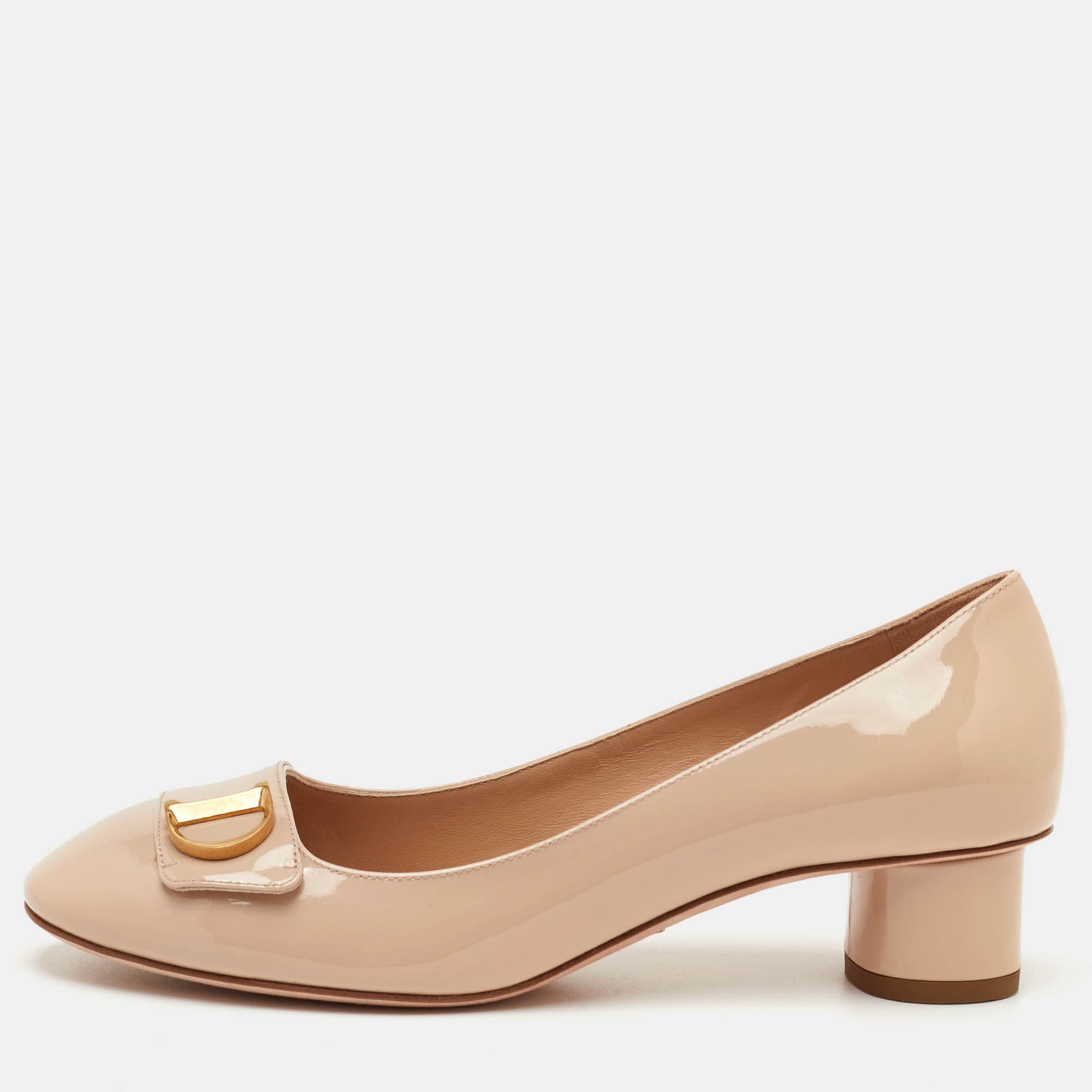 Dior C'est Size 36.5 Beige Patent Leather Pumps