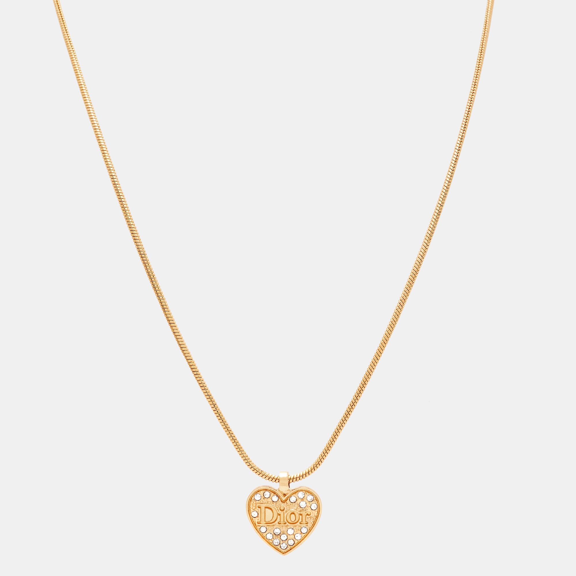 Dior Heart Crystals Gold Tone Necklace