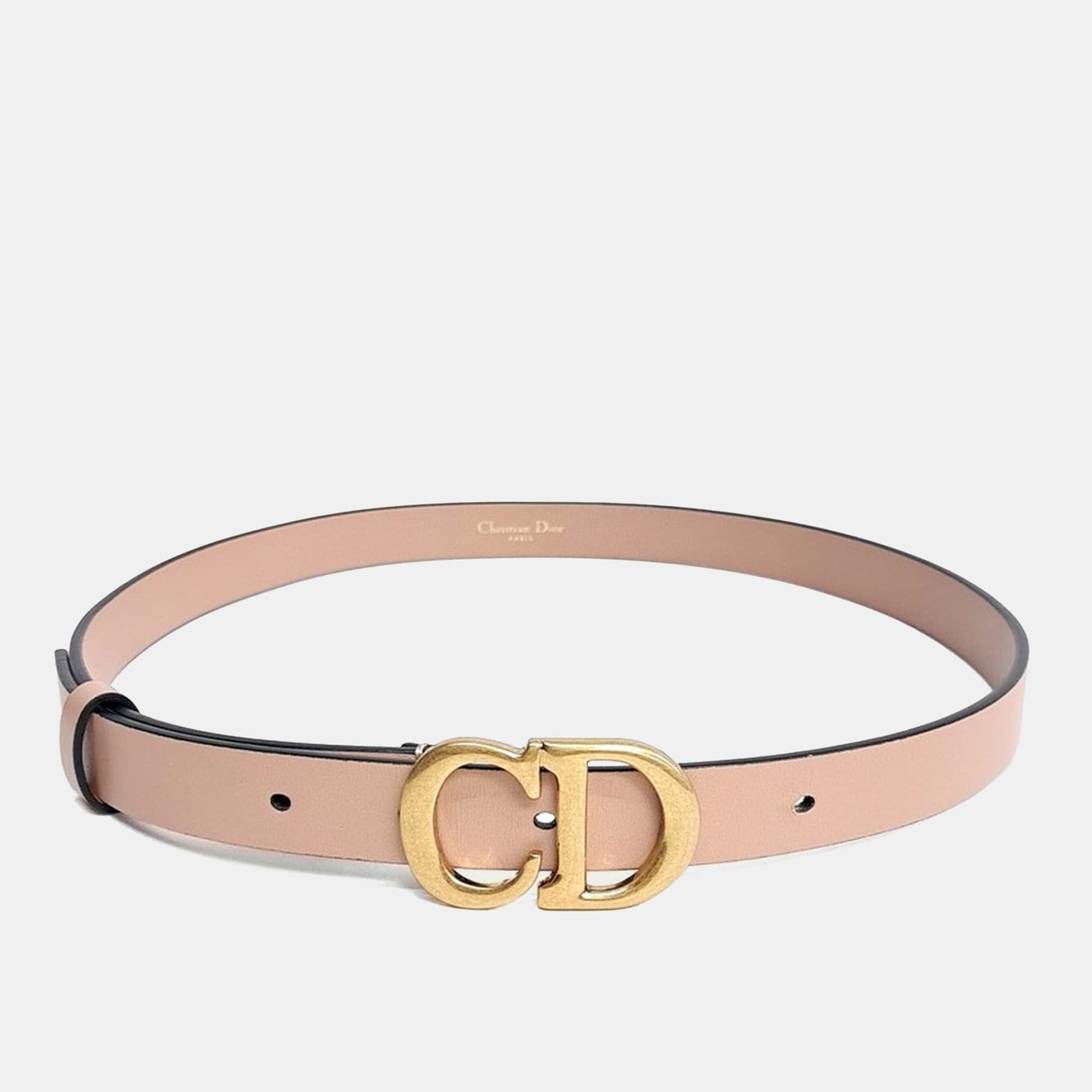 Christian Dior Saddle Beige Leather Gold CD Buckle Belt