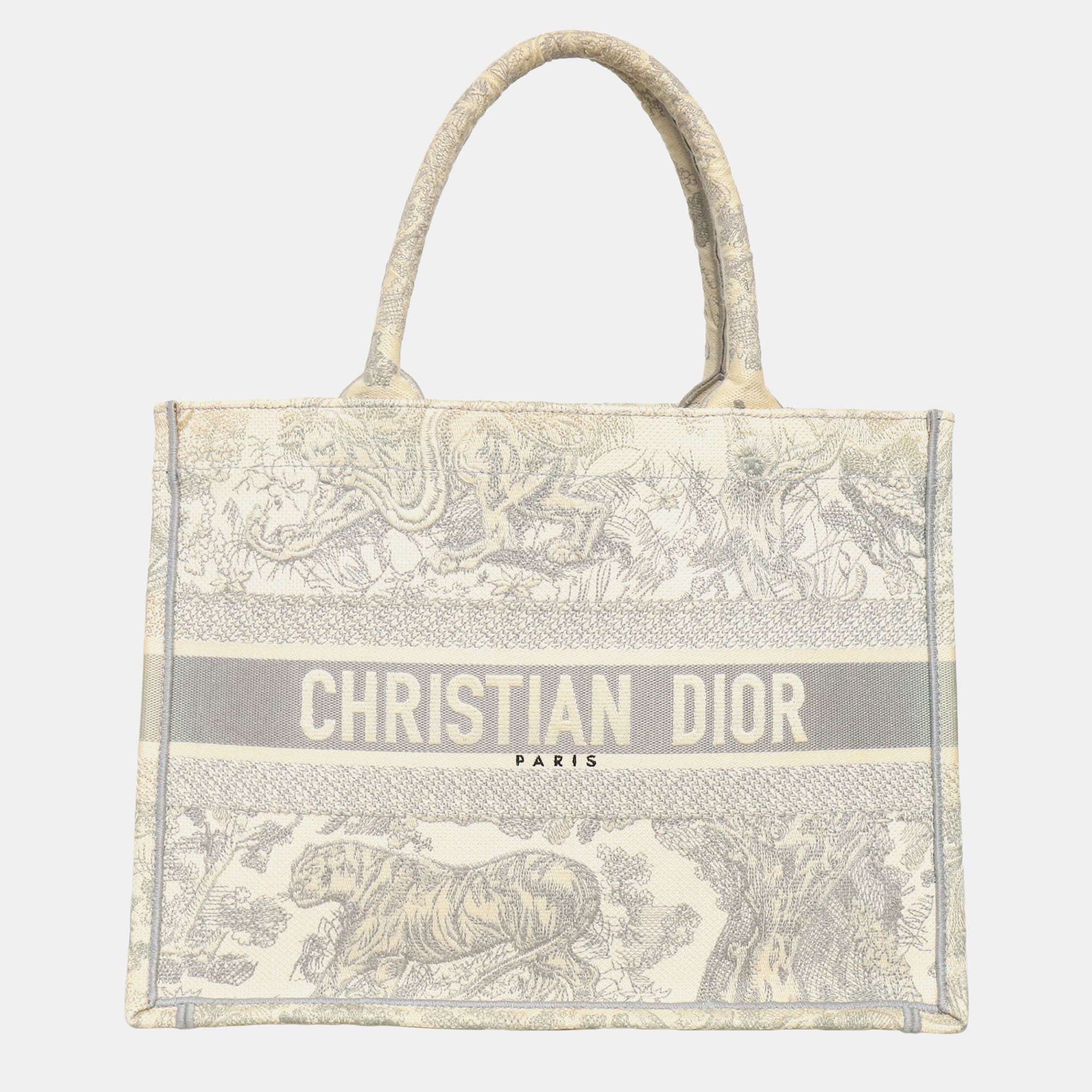 Dior Book Tote Medium Gray Canvas Tote Bag