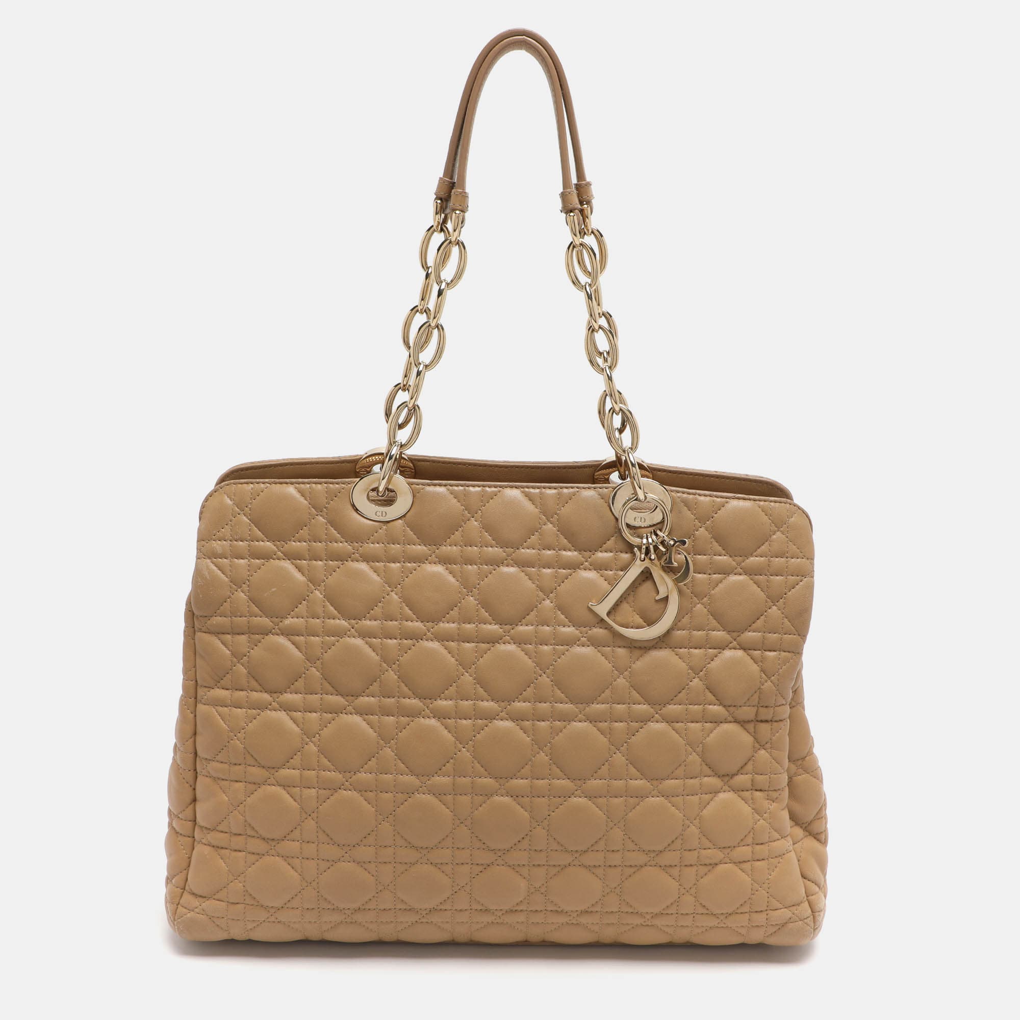 Dior Soft Lady Dior Large Beige Cannage Leather Shopping Tote