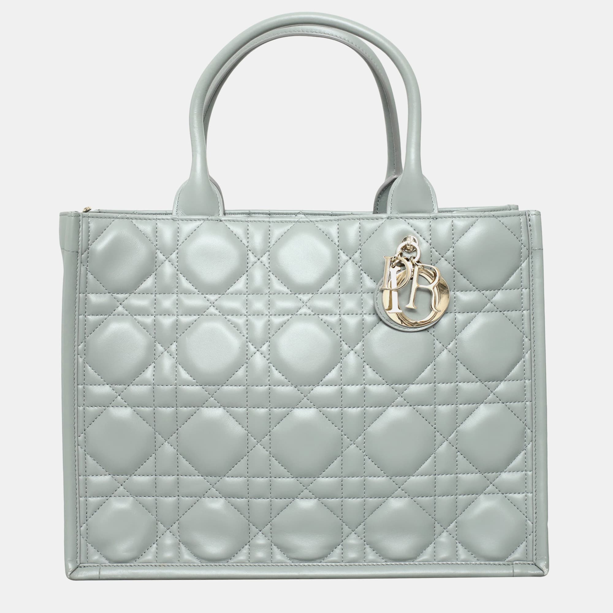 Dior Book Tote Medium Gray Macrocannage Leather Tote Bag
