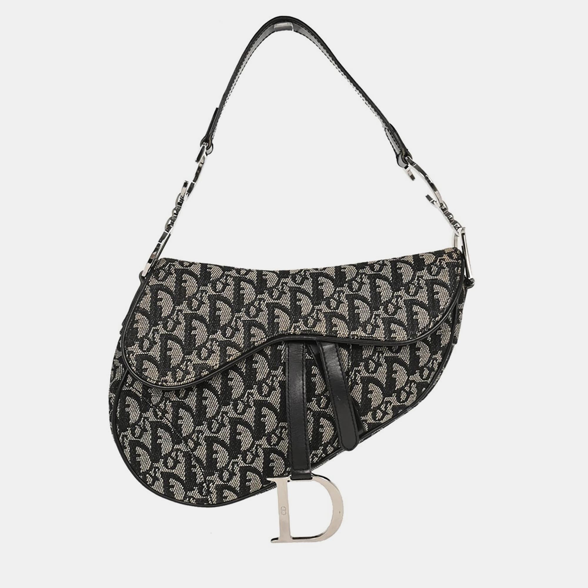 Dior Saddle Black Trotter Canvas Saddle Bag