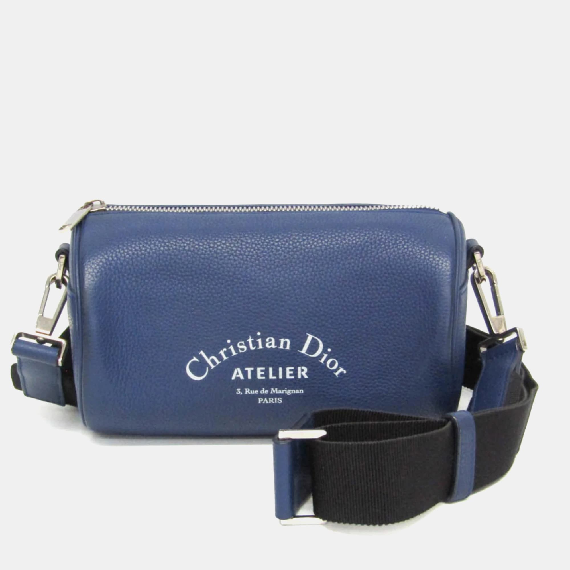 Dior Homme Atelier Roller Navy Leather Shoulder Bag