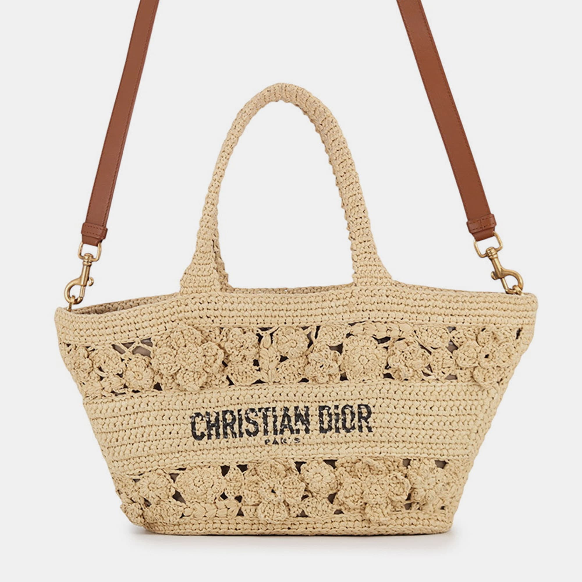 Christian Dior Panier Natural Raffia Woven Basket Bag