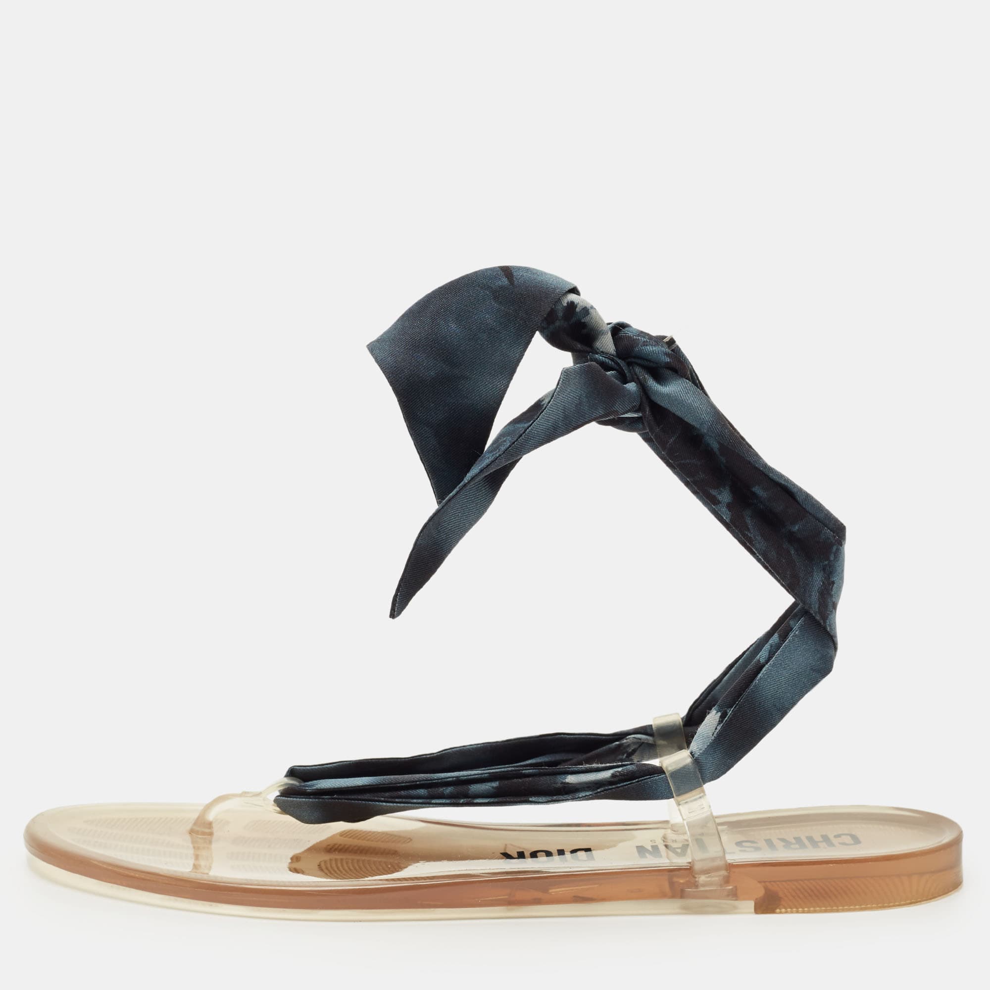 Dior Two Tone Fabric Kaleidoscope Thong Flat Sandals Size 42