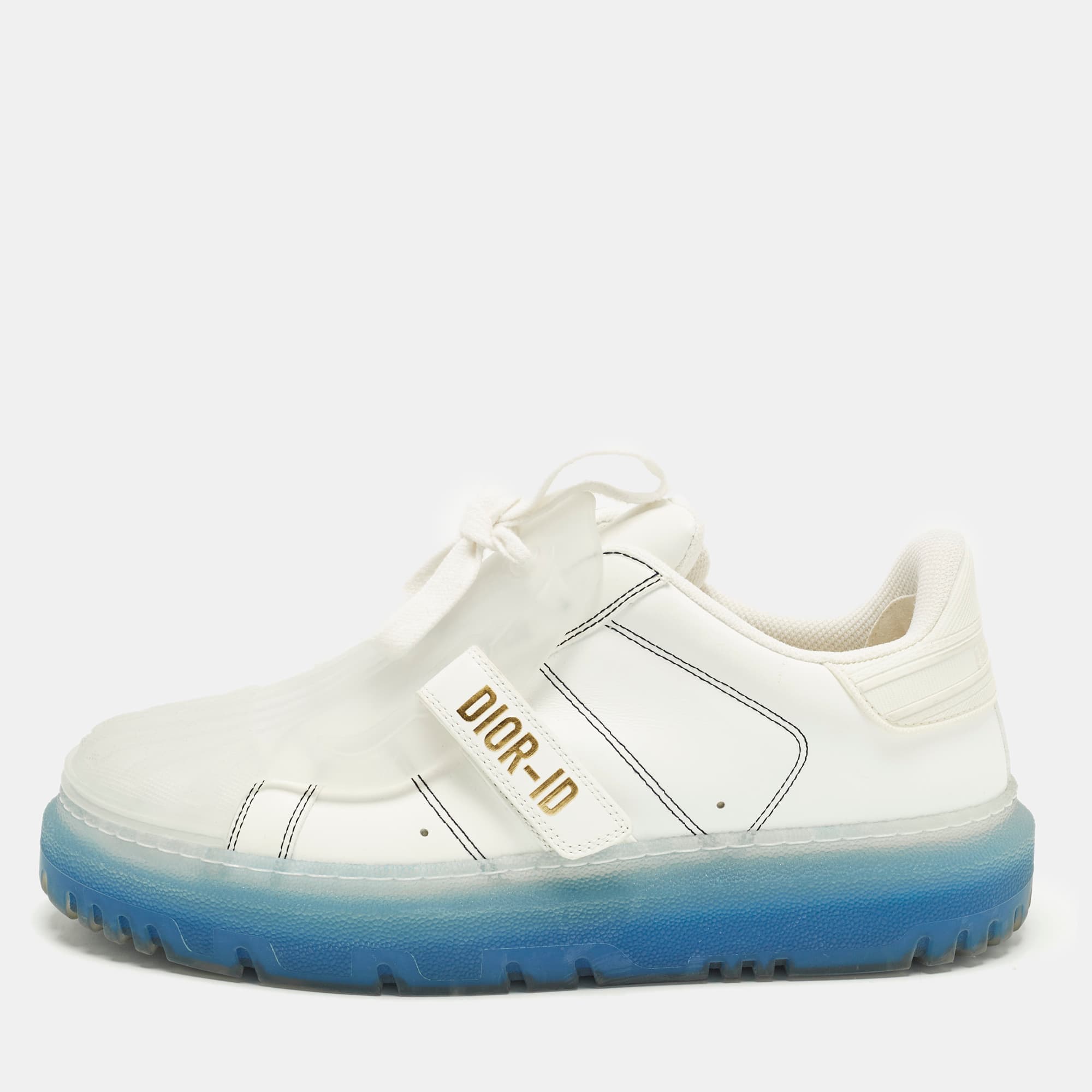 Dior ID Size 38.5 Transparent/White Leather and Rubber Lace Up Sneakers