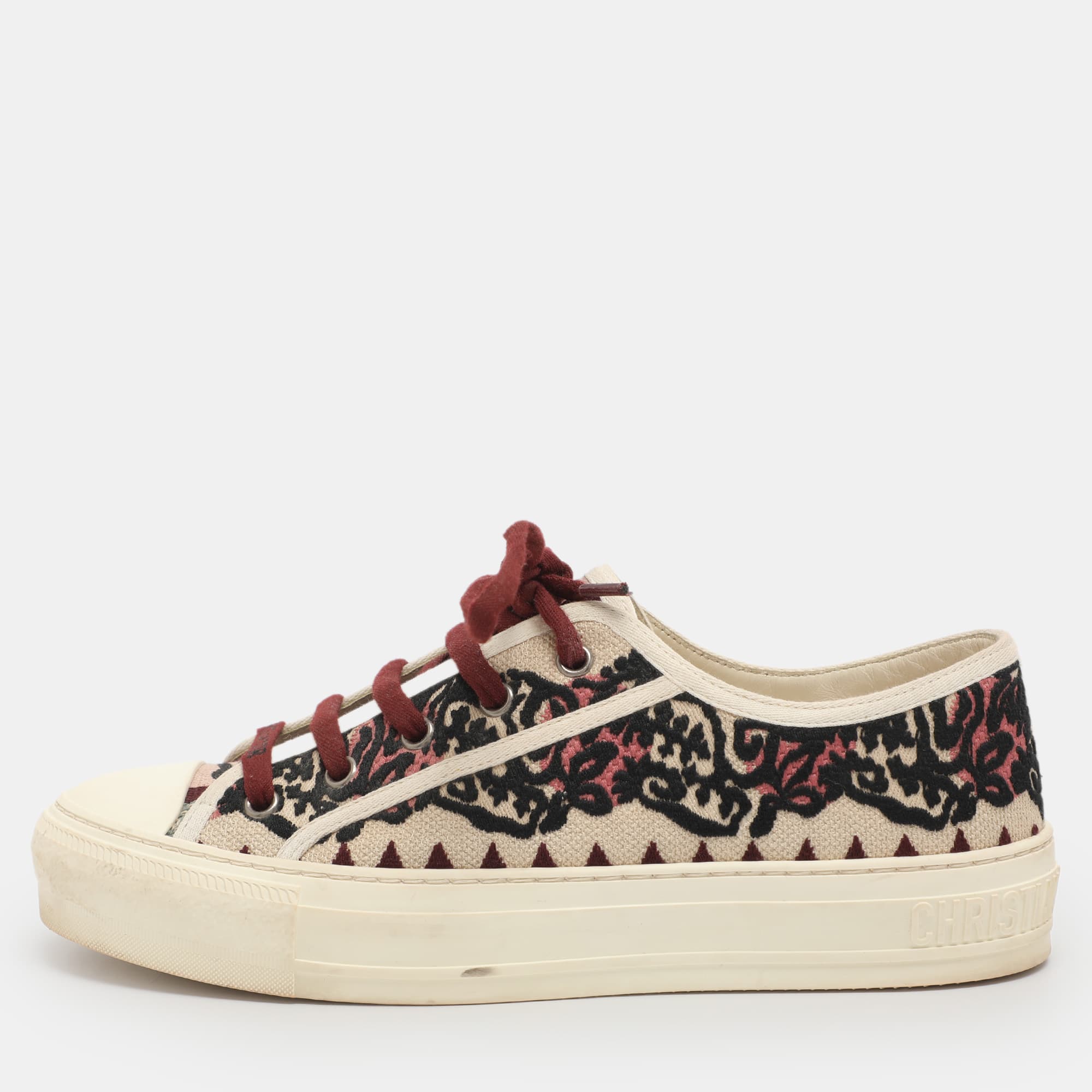 Dior Walk'n'Dior Size 38 Multicolor Jacquard Low Top Sneakers