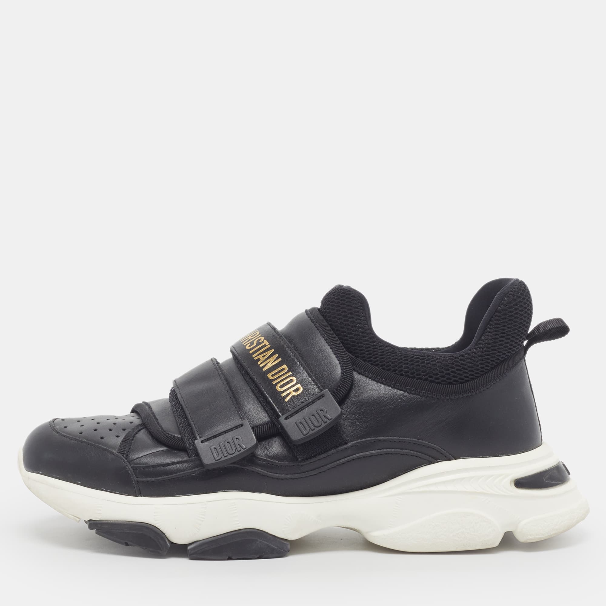 Dior D Wander Size 39.5 Black Leather and Mesh Low Top Sneakers
