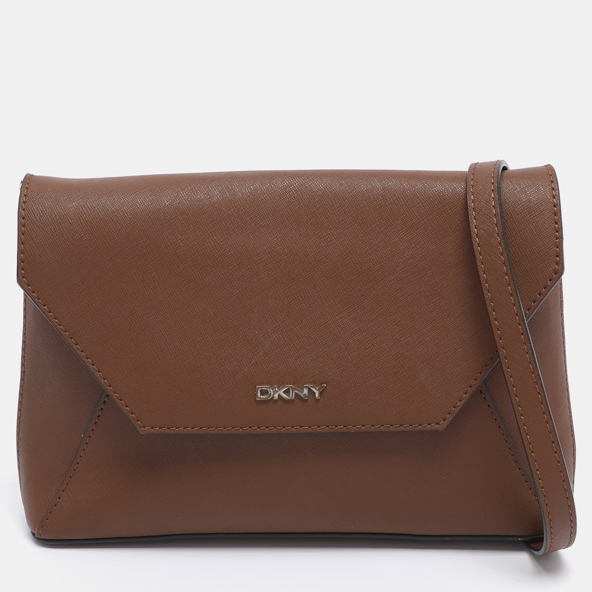 DKNY Tan Leather Bryant Park Envelope Crossbody Bag