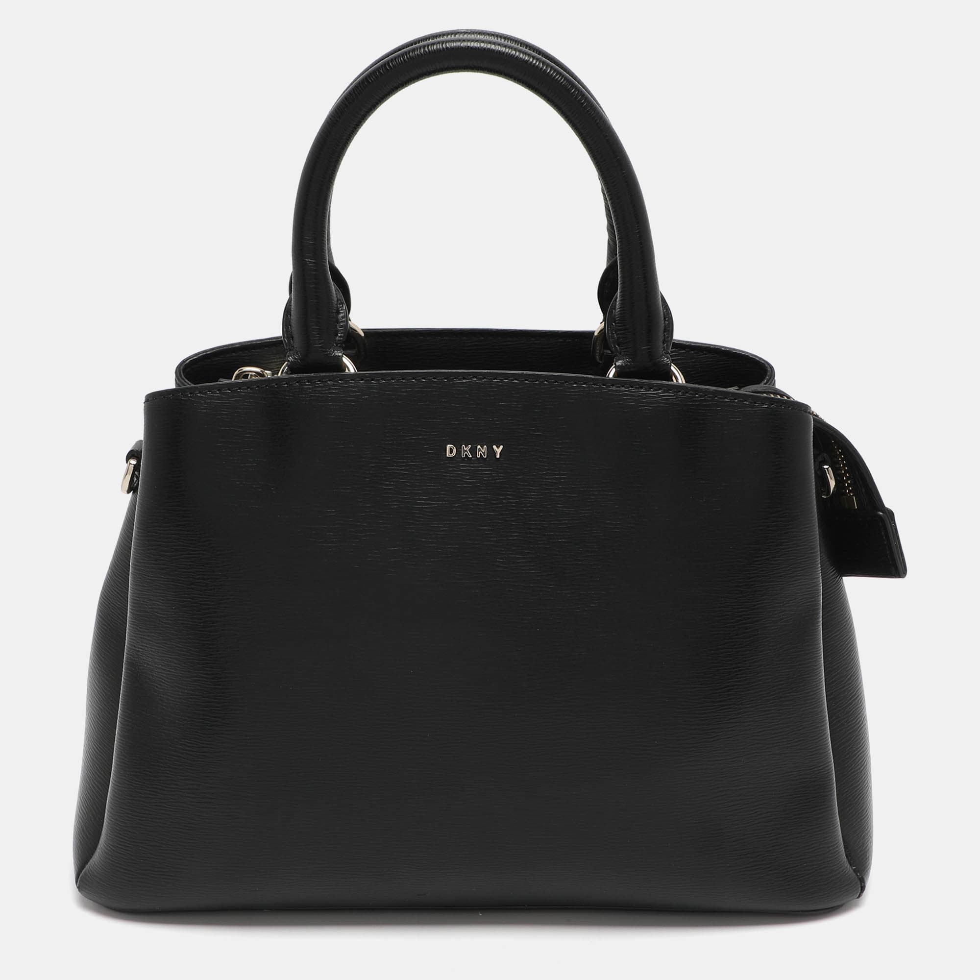 DKNY Paige Black Leather Satchel