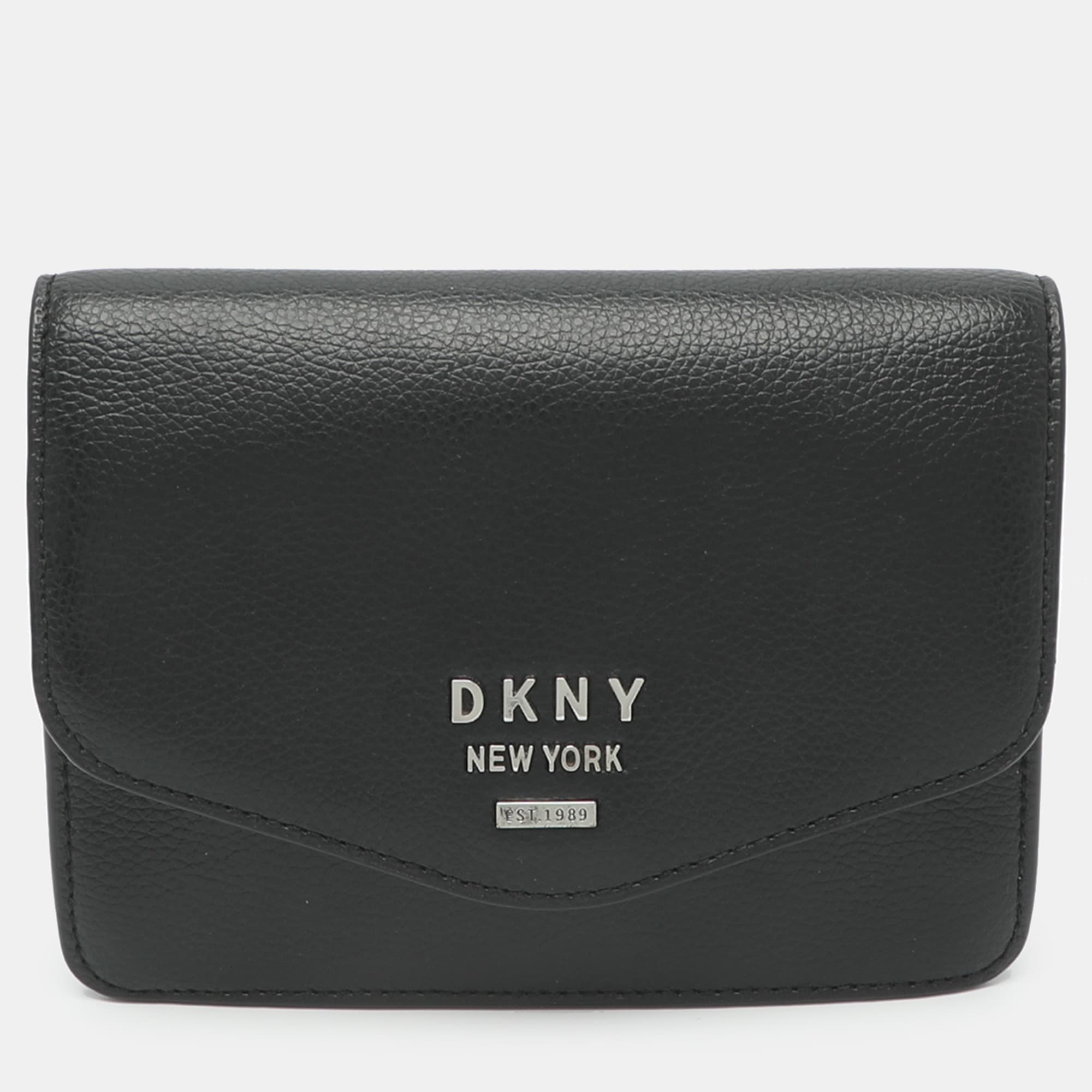 DKNY Black Leather Pouch Clutch