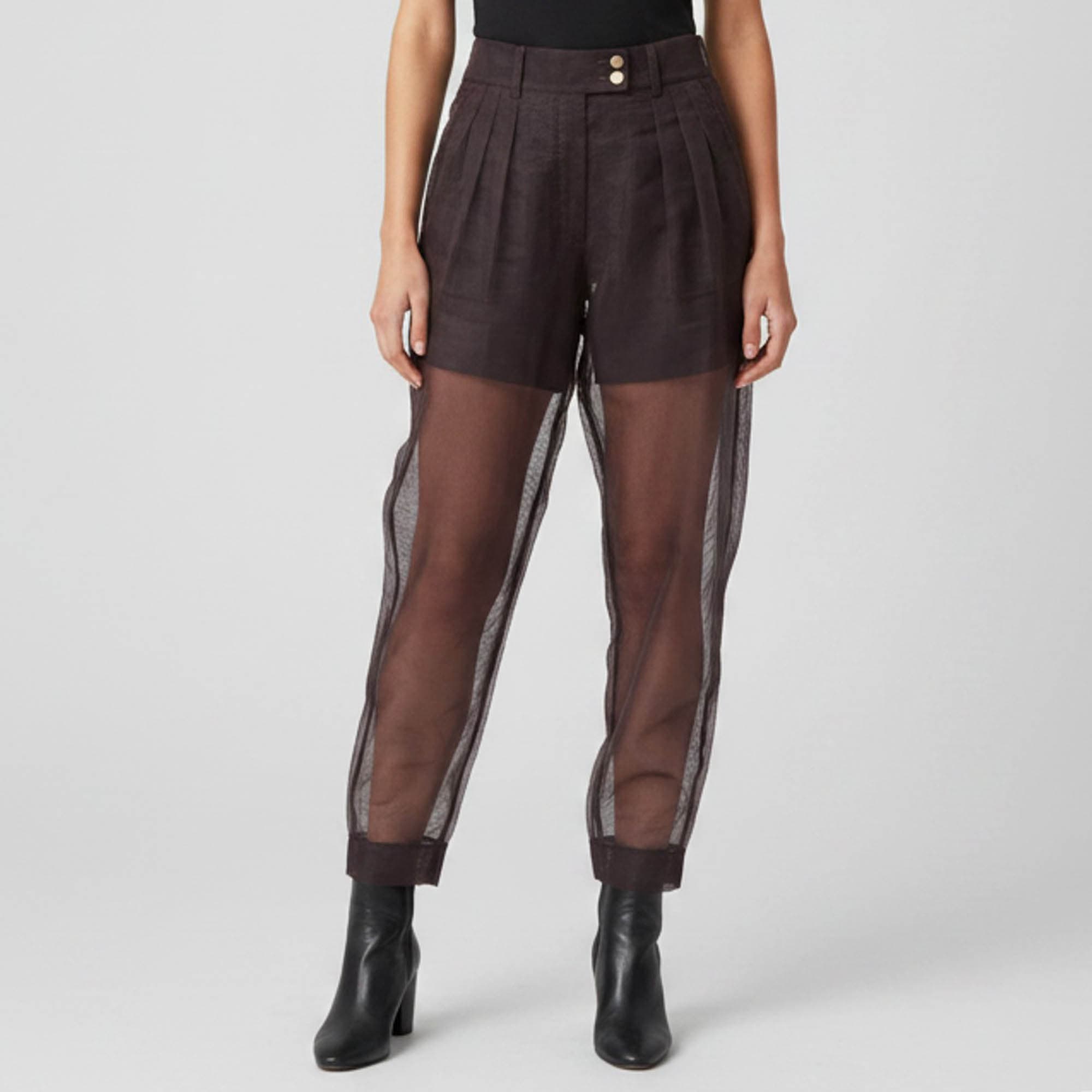 Dolce & Gabbana Purple Mesh Pleated Sheer Trousers S