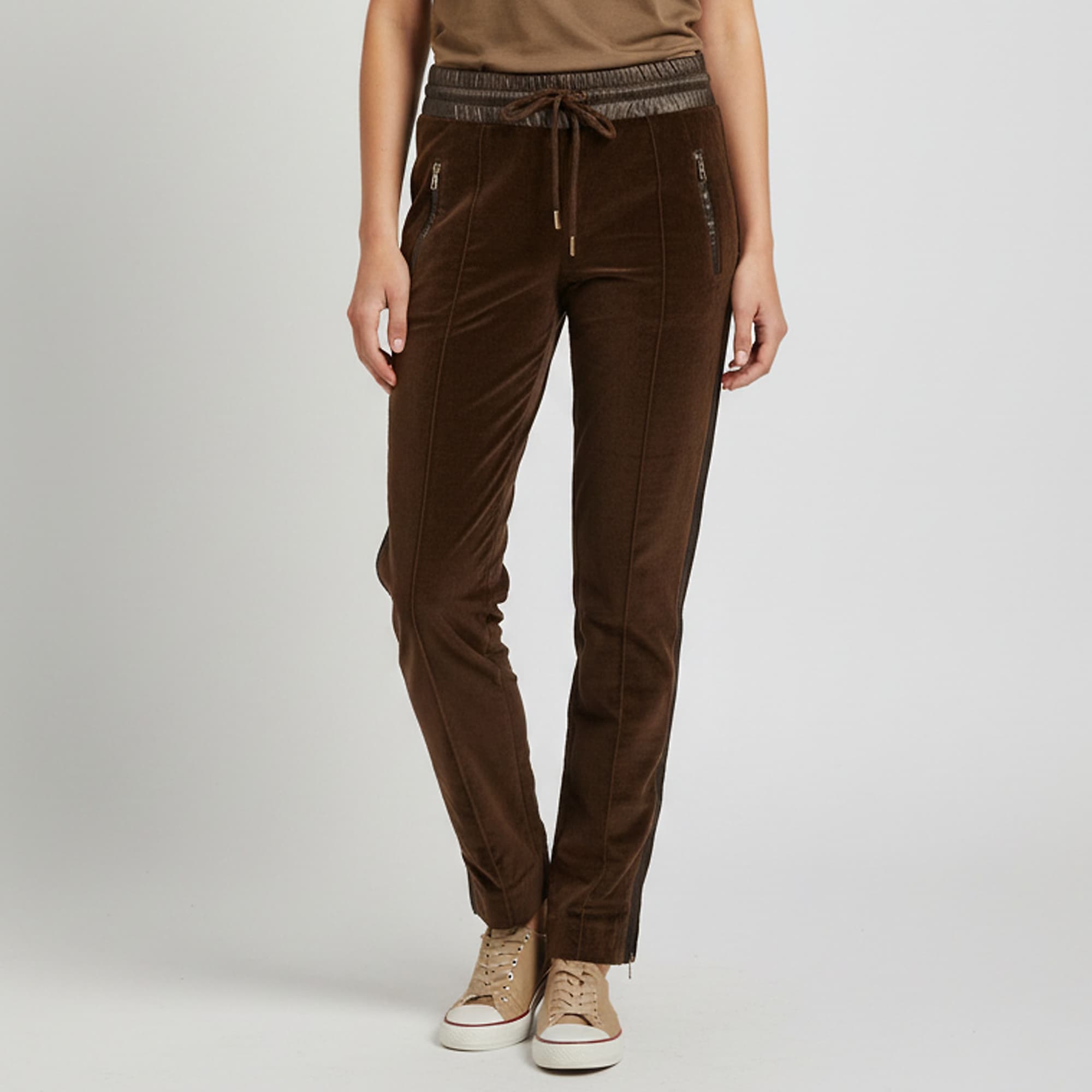 Dolce & Gabbana Brown Velvet and Satin Trim Trousers S