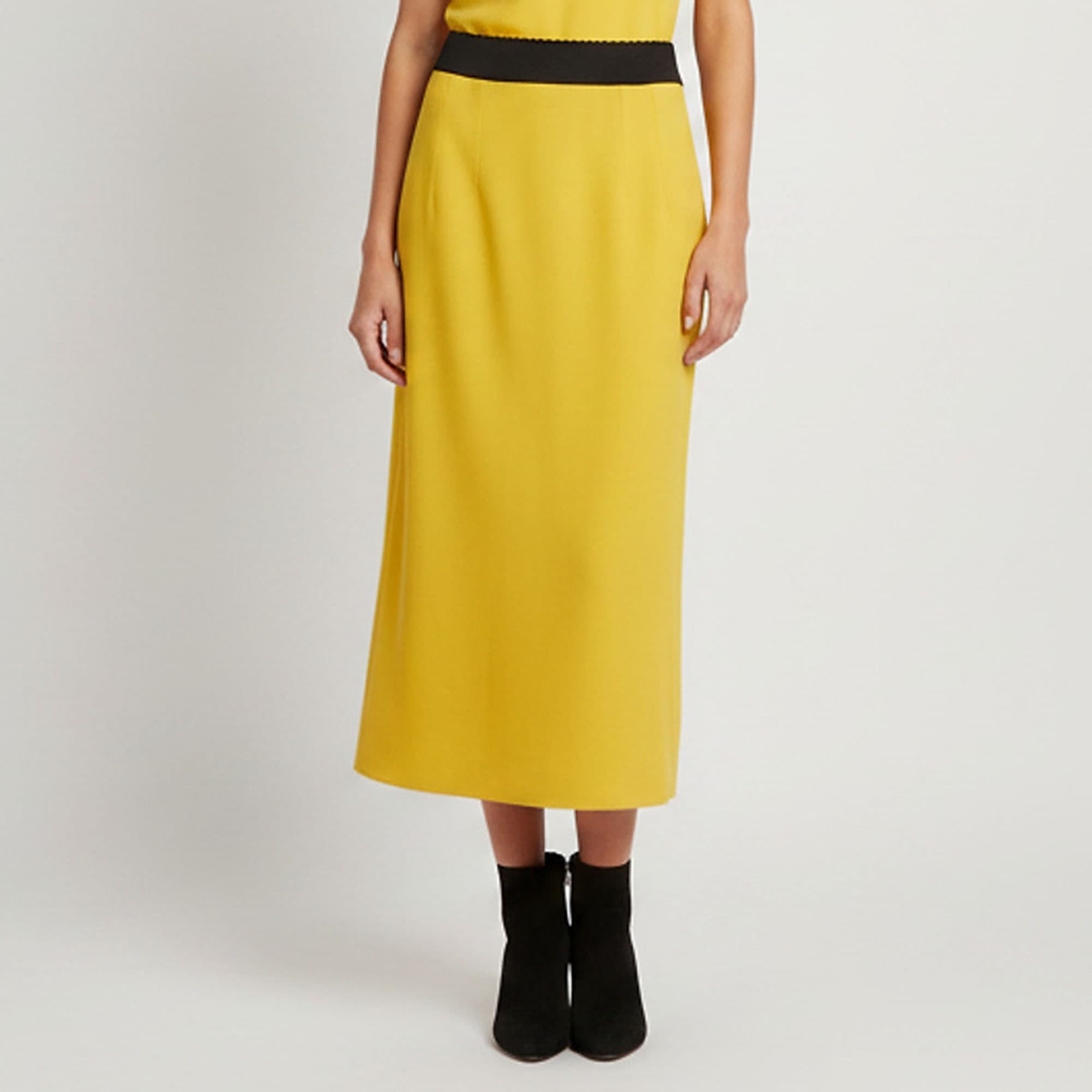 Dolce & Gabbana Yellow Crepe Knee Length Skirt M