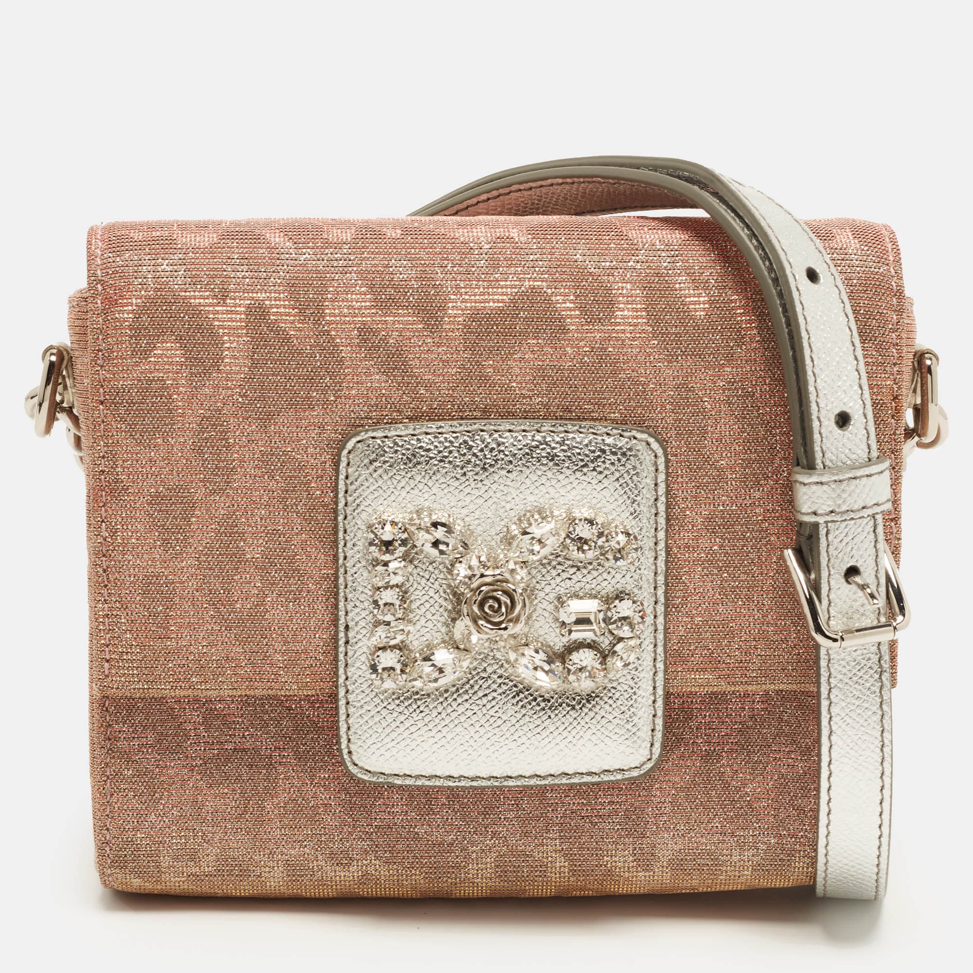 Dolce & Gabbana DG Millennials Mini Multicolor Leopard Print Lurex Fabric Crossbody Bag