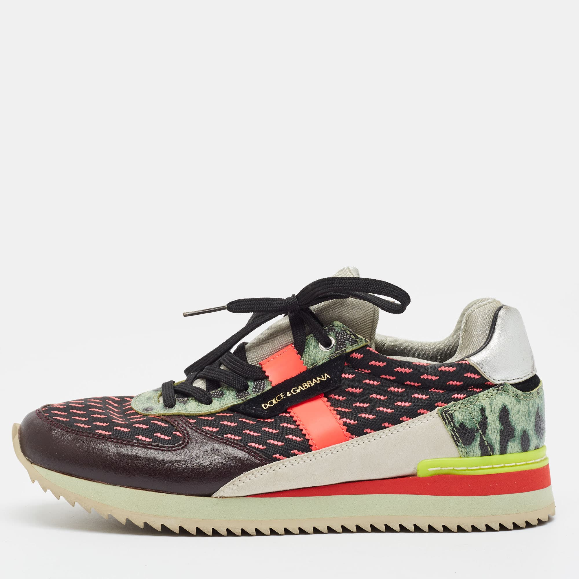 Dolce & Gabbana Size 36 Multicolor Coated Canvas and Fabric Low Top Sneakers