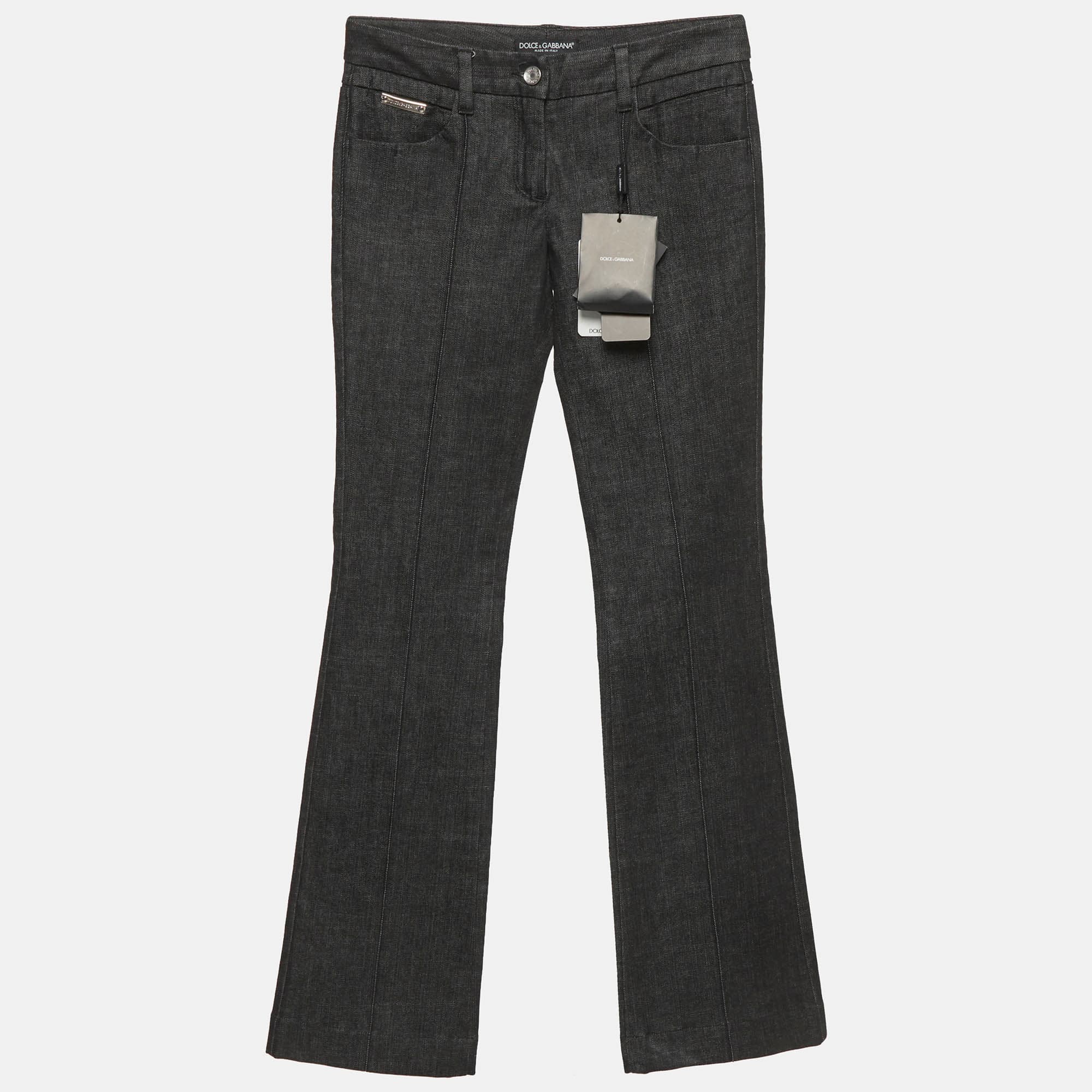 Dolce & Gabbana Charcoal Denim Flared Jeans S/Waist 26"
