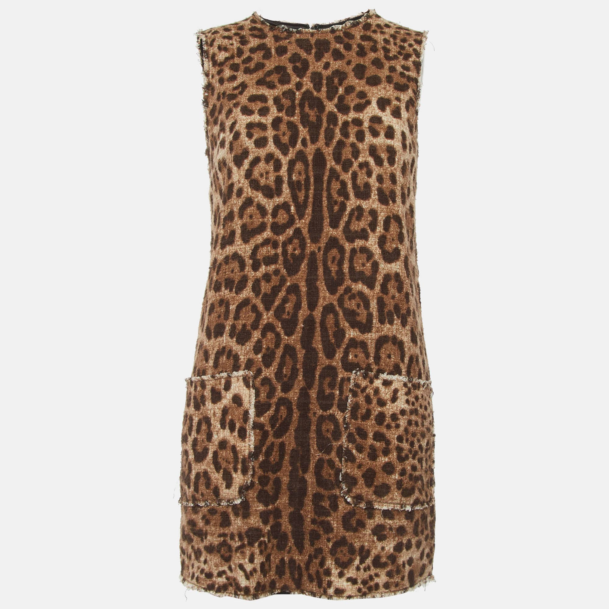 Dolce & Gabbana Brown Leopard Print Cotton Mini Dress S