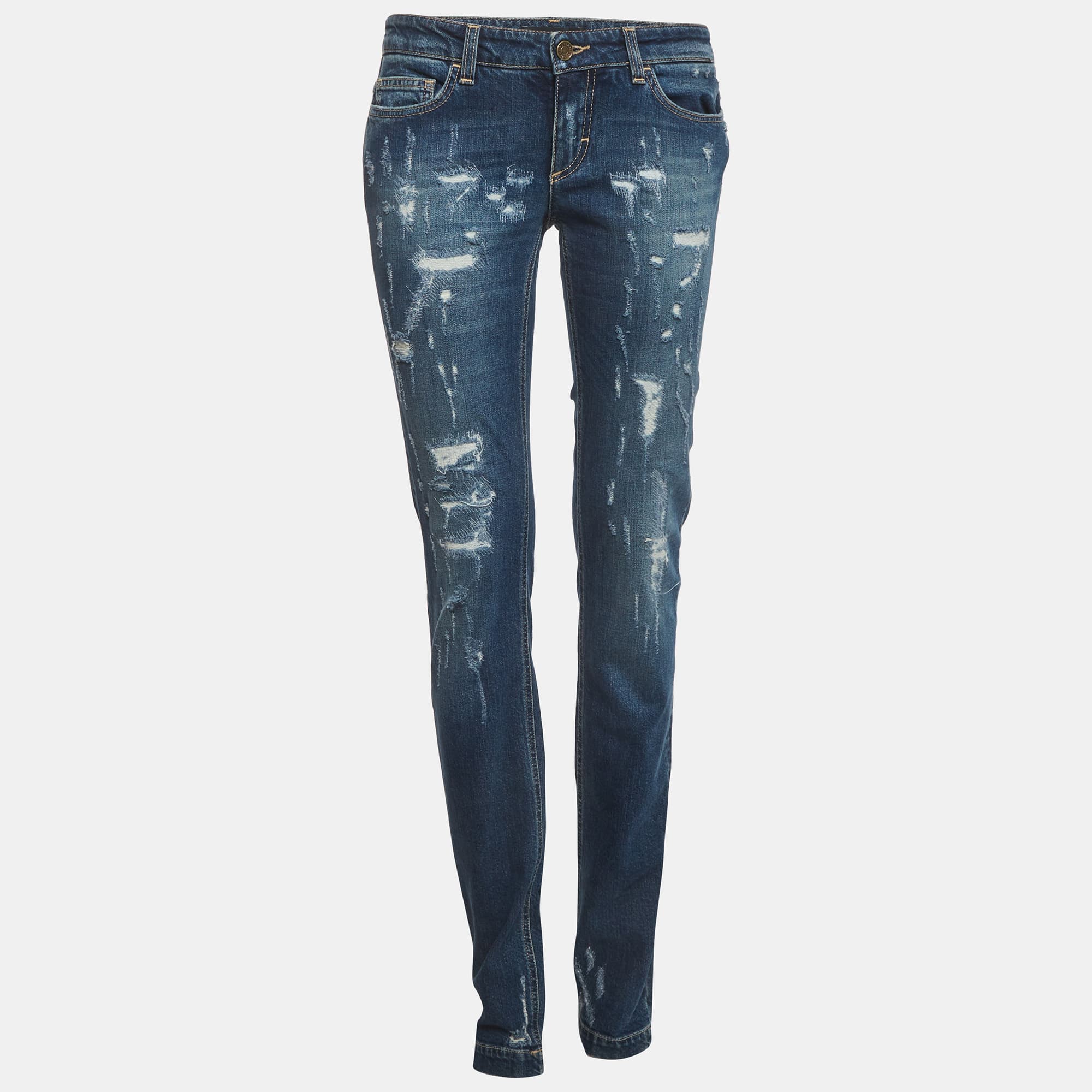 Dolce & Gabbana Blue Denim Distressed Jeans S/Waist 30"