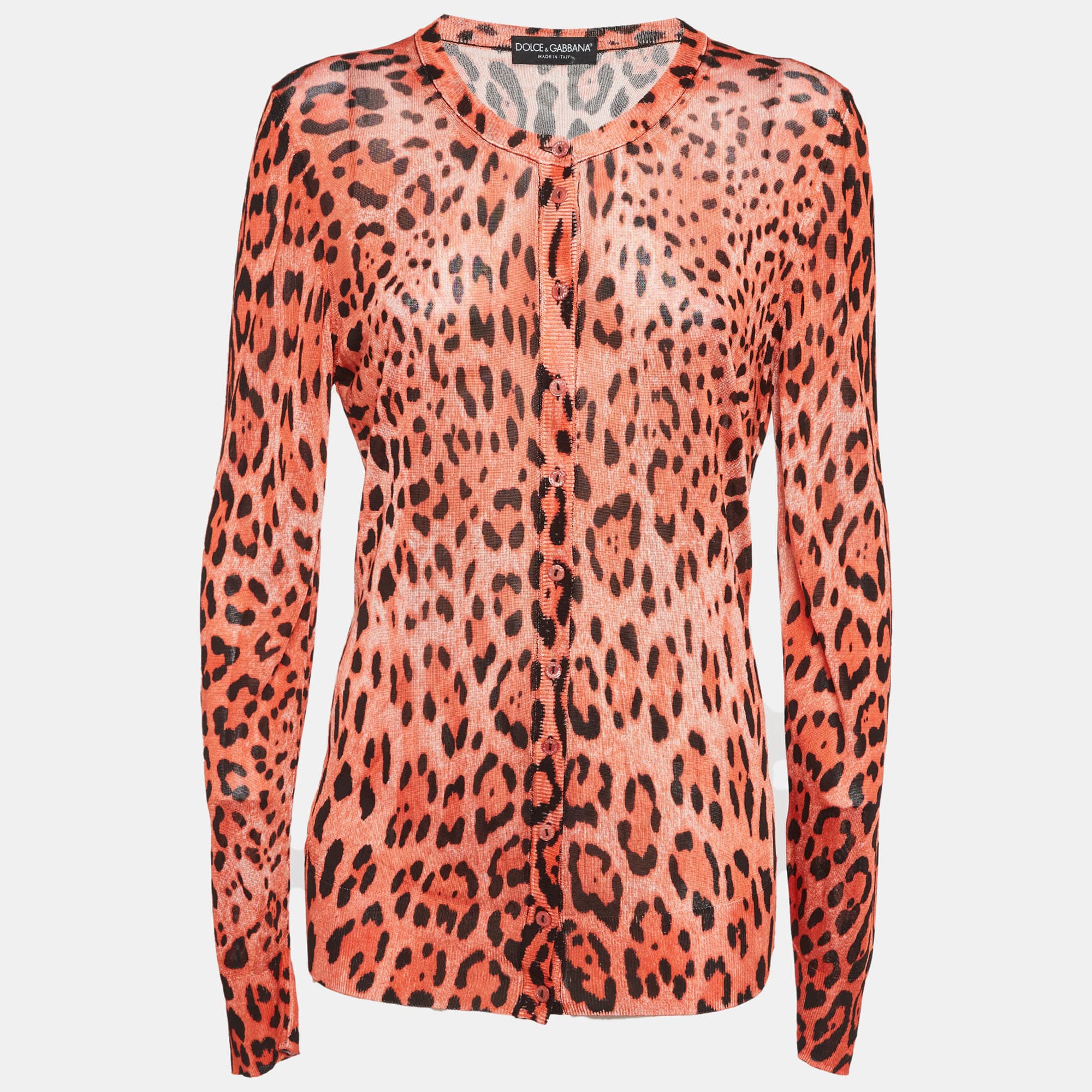 Dolce & Gabbana Orange Knit Button Front Cardigan L