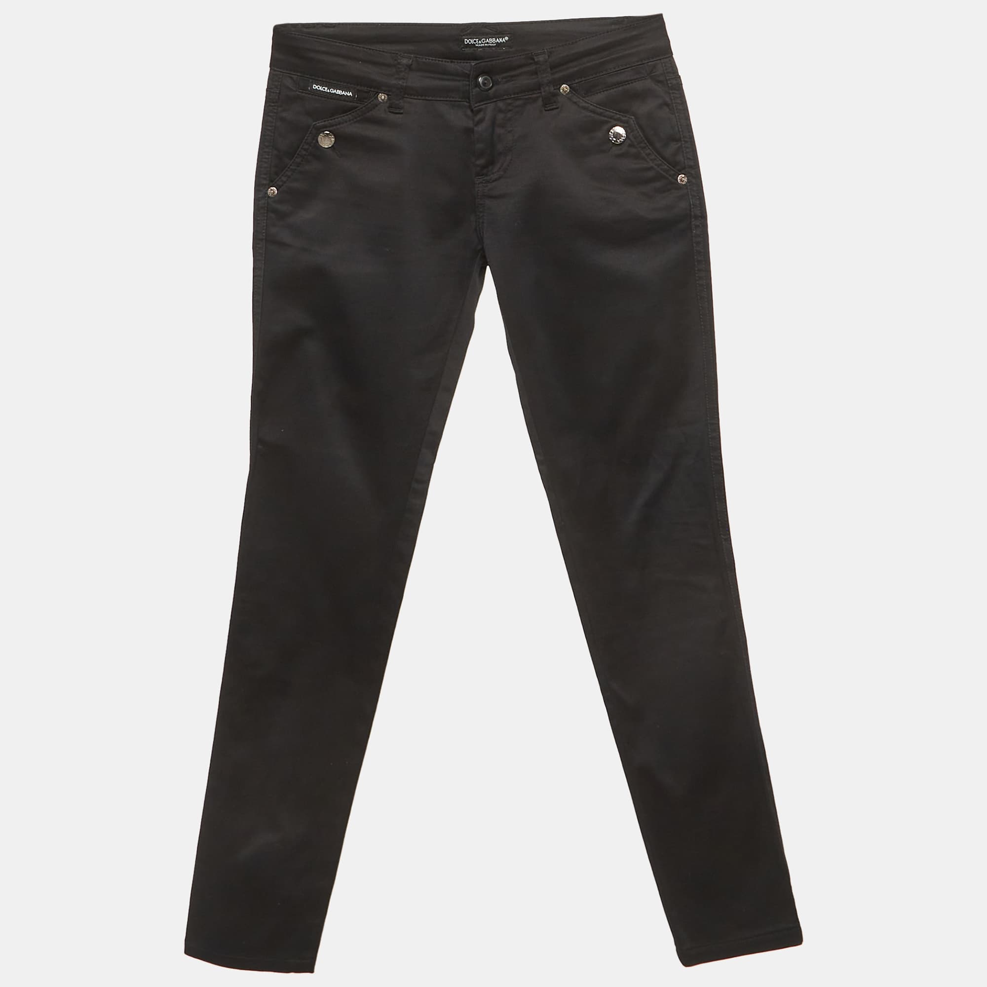 Dolce & Gabbana Black Cotton Skinny Trousers M