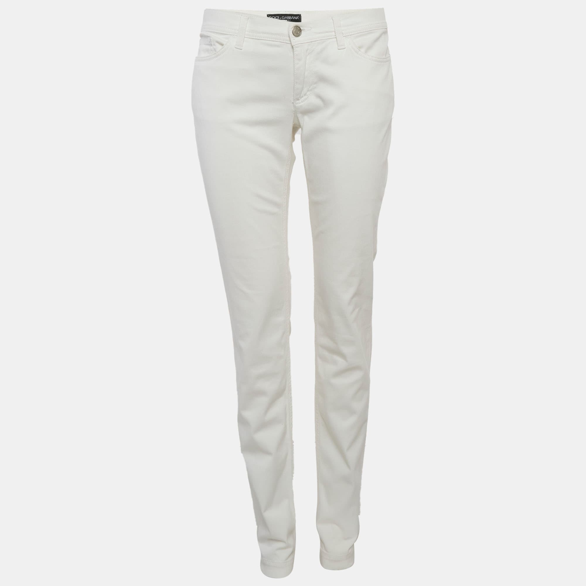 Dolce & Gabbana White Denim Skinny Fit Jeans M/Waist 34"