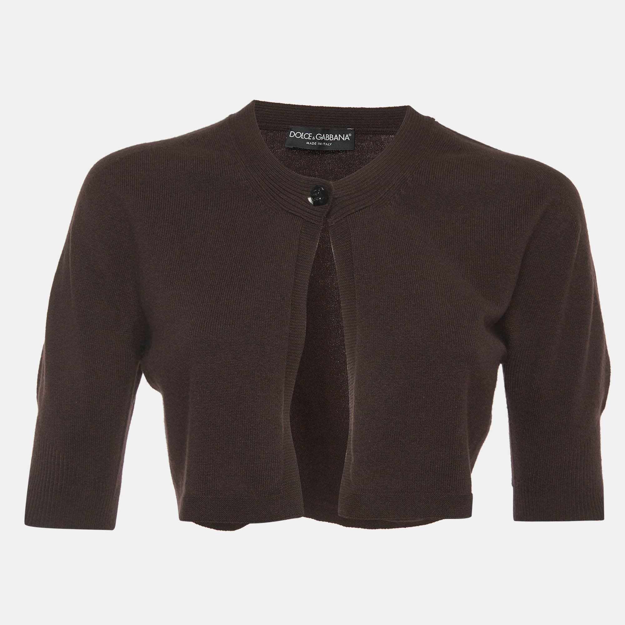 Dolce & Gabbana Brown Cashmere Bolero Cardigan M