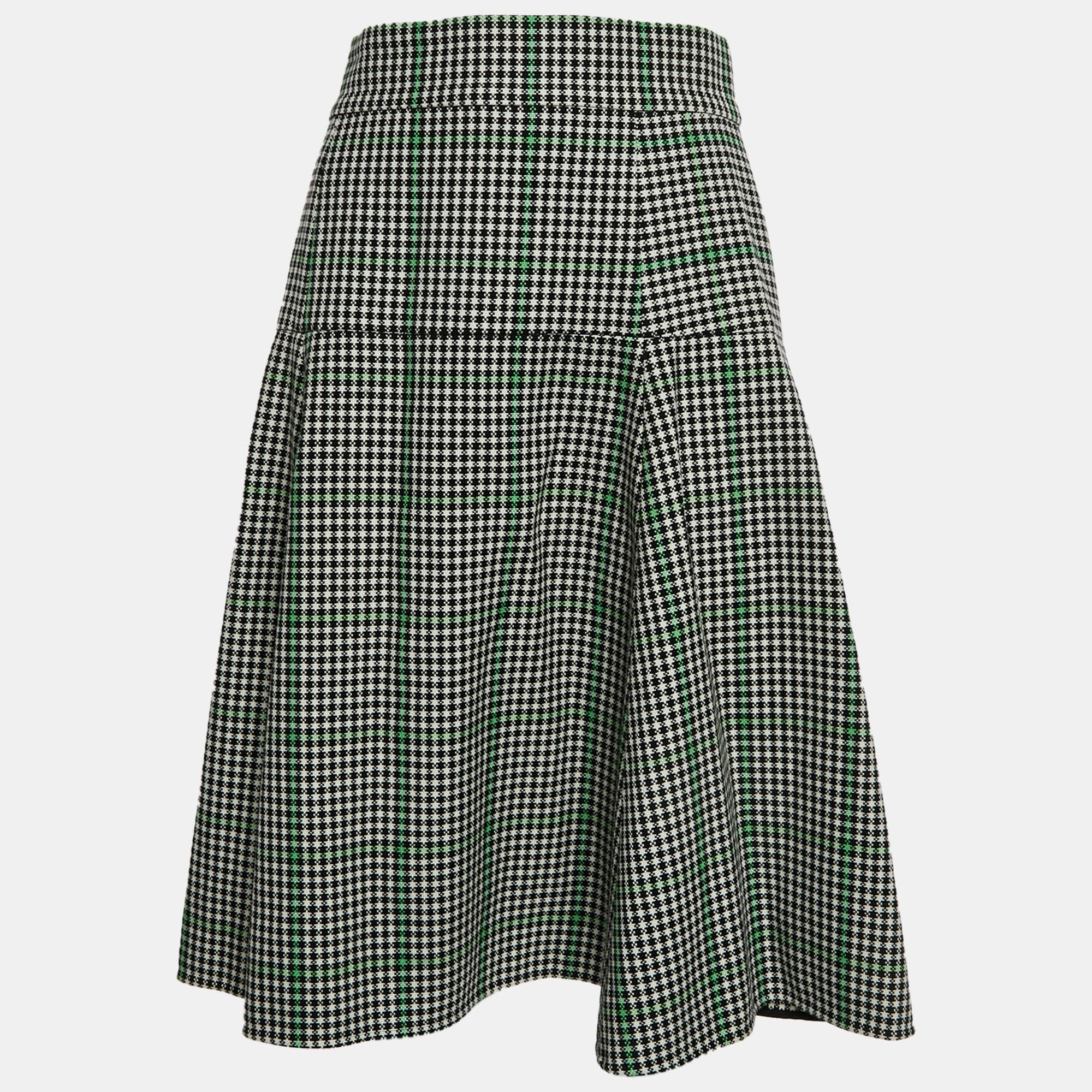 Dolce & Gabbana White/Black Jacquard Flared Midi Skirt L