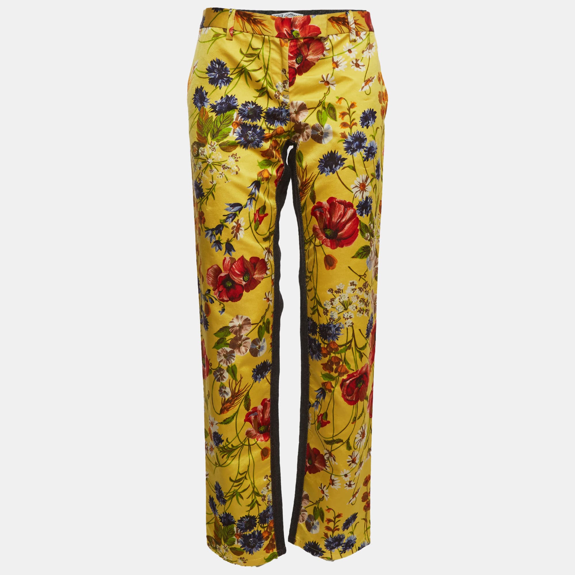 Dolce & Gabbana Multicolour Floral Print Wide Leg Jeans M/Waist 33"