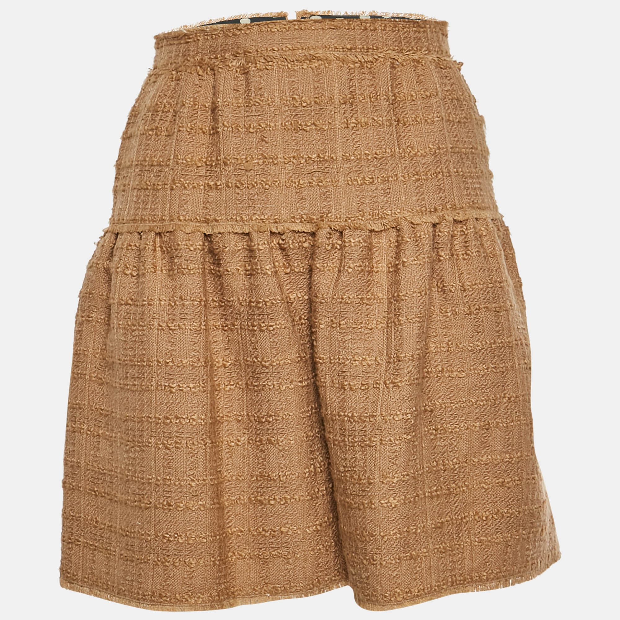 Dolce & Gabbana Brown Tweed Zip Up Mini Skirt S