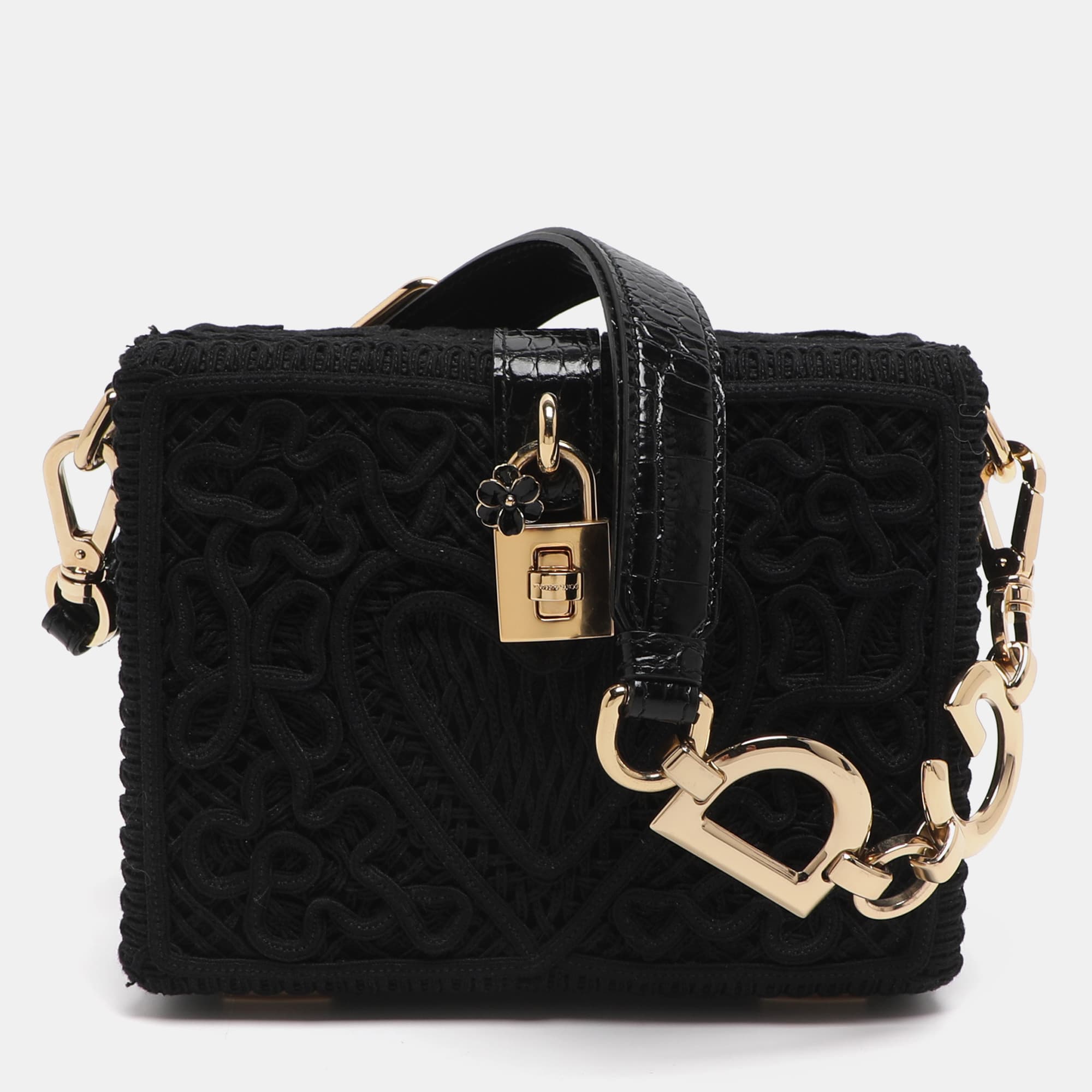Dolce & Gabbana Black Lace Dolce Box Clutch