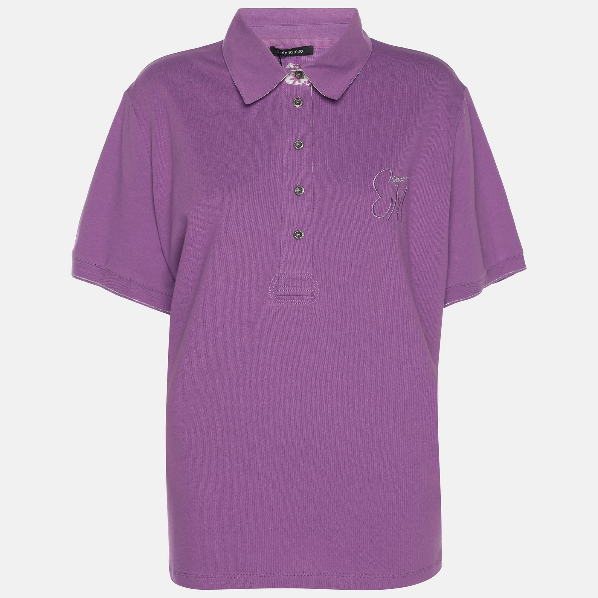 Elena Miro Purple Jersey Polo T-Shirt XL