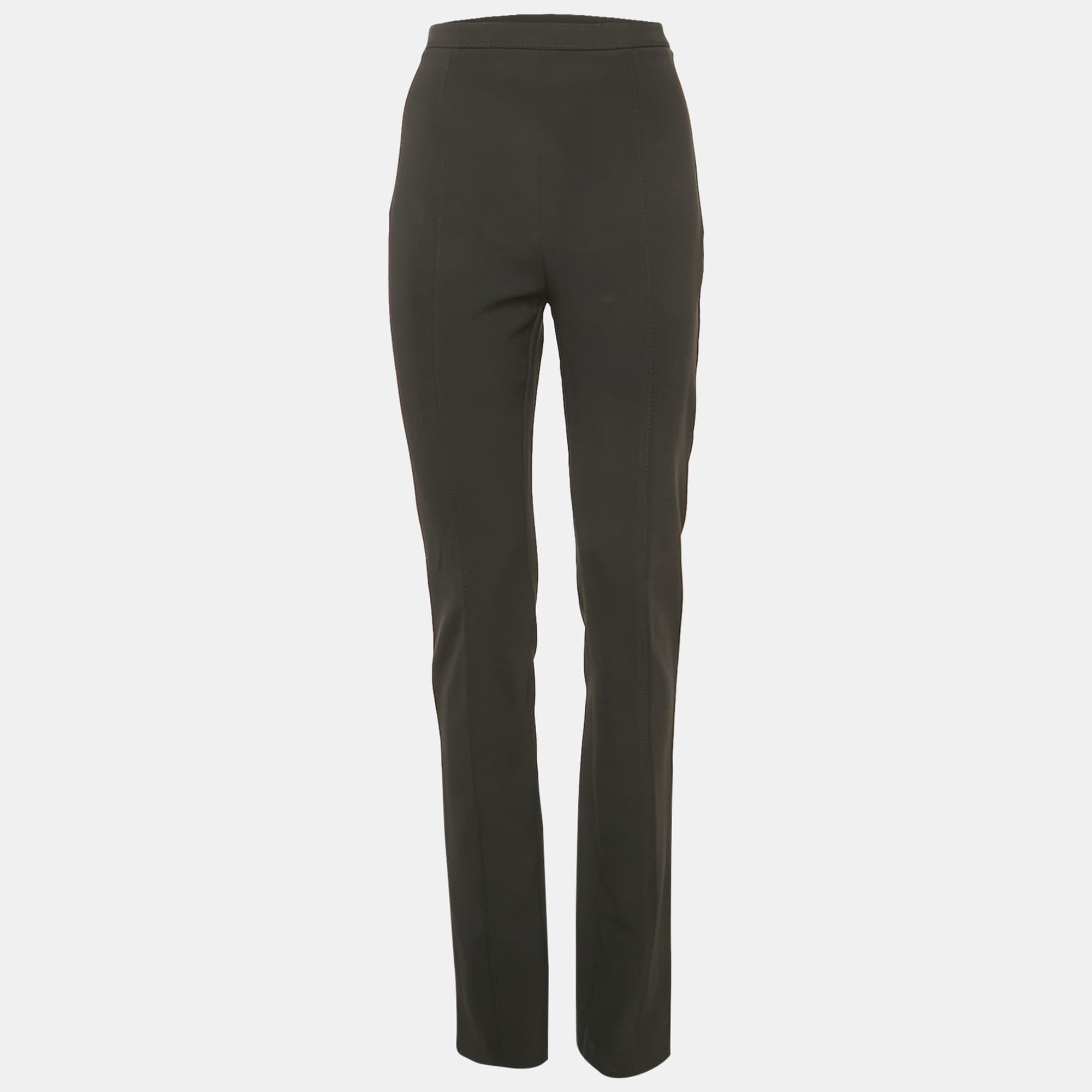 Elisabetta Franchi Black Crepe High Rise Trousers L