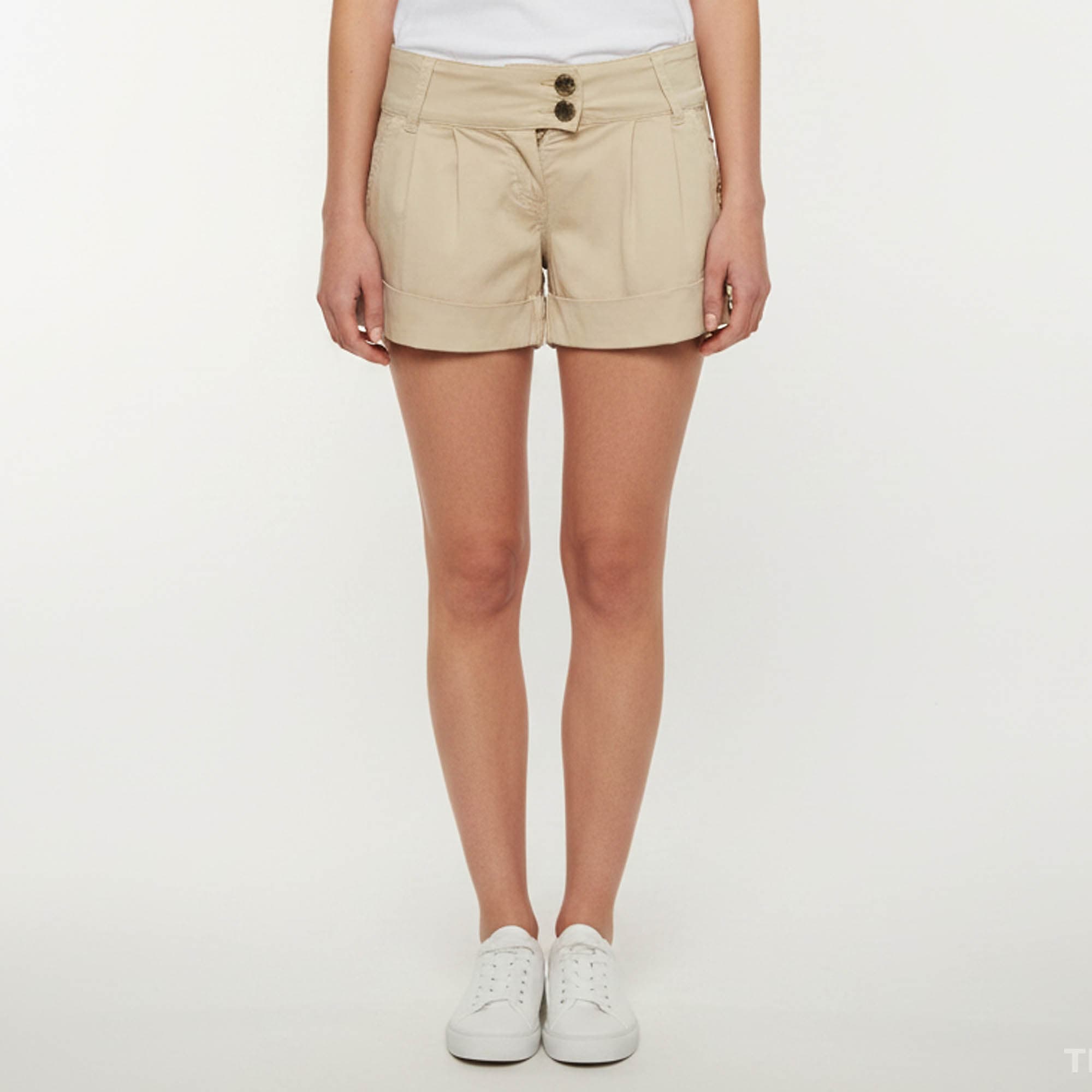 Elisabetta Franchi Beige Cotton Low Rise Mini Shorts M