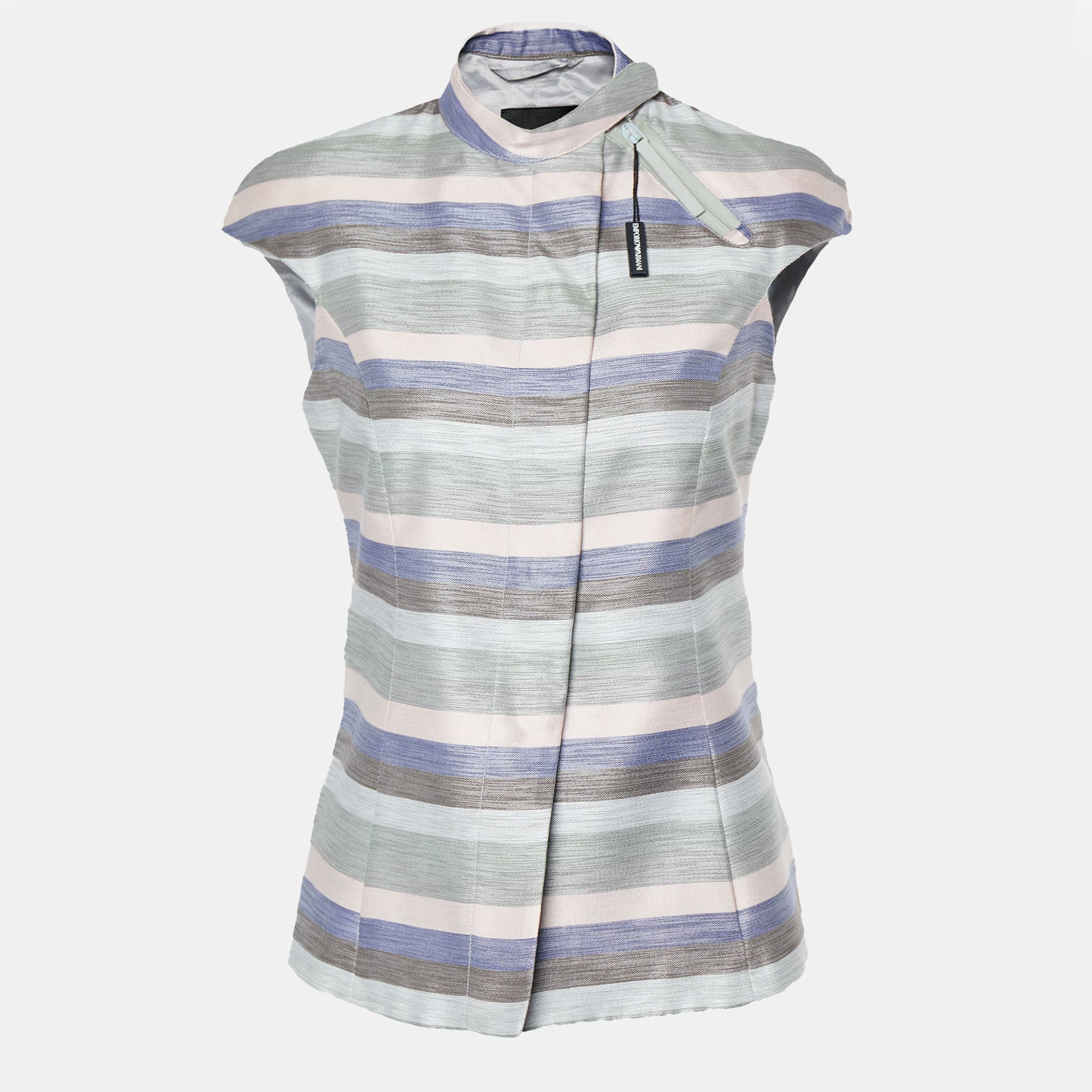 Emporio Armani Multicolor Striped Cotton Sleeveless Vest S