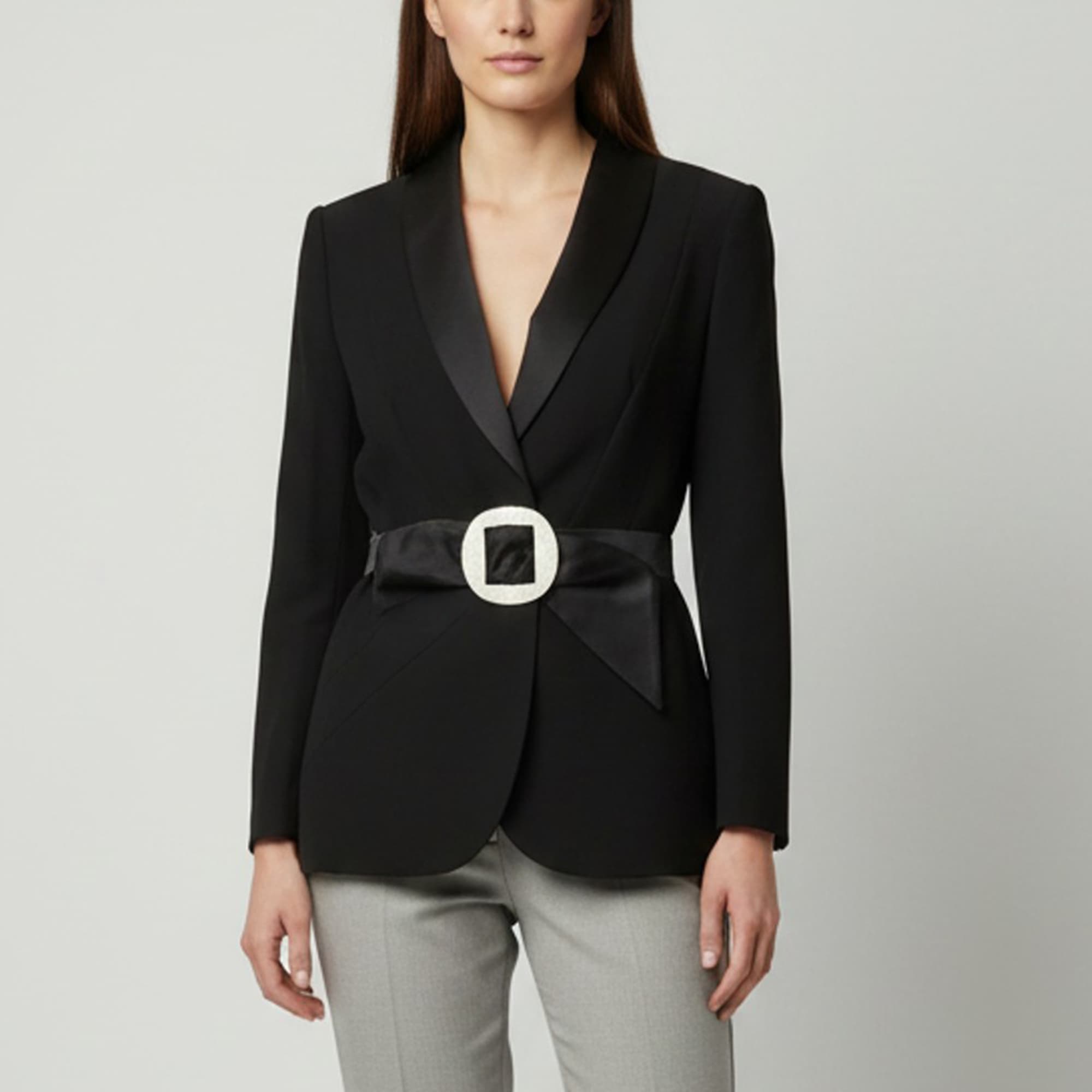 Escada Black Wool Fitted Shawl Lapel Blazer XL
