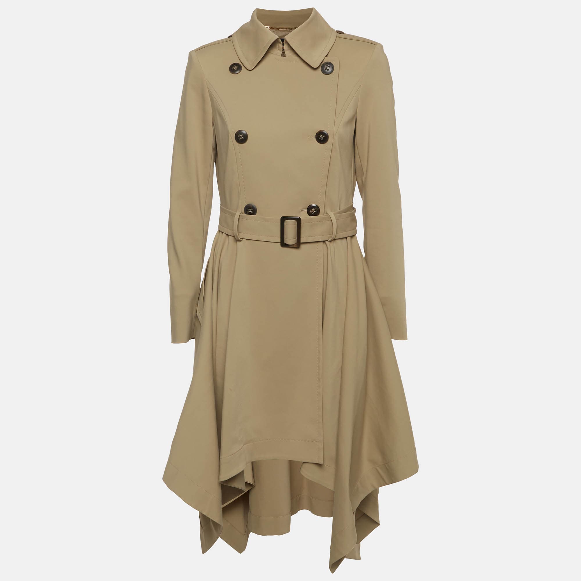 Escada Beige Stretch Cotton Double Breasted Trench Coat M